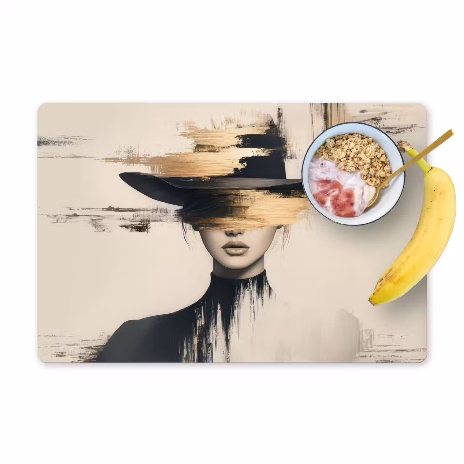 Vrouw - Hoed - Verf Placemat vinyl groot -zzzproduct_Kitchenyeah-website