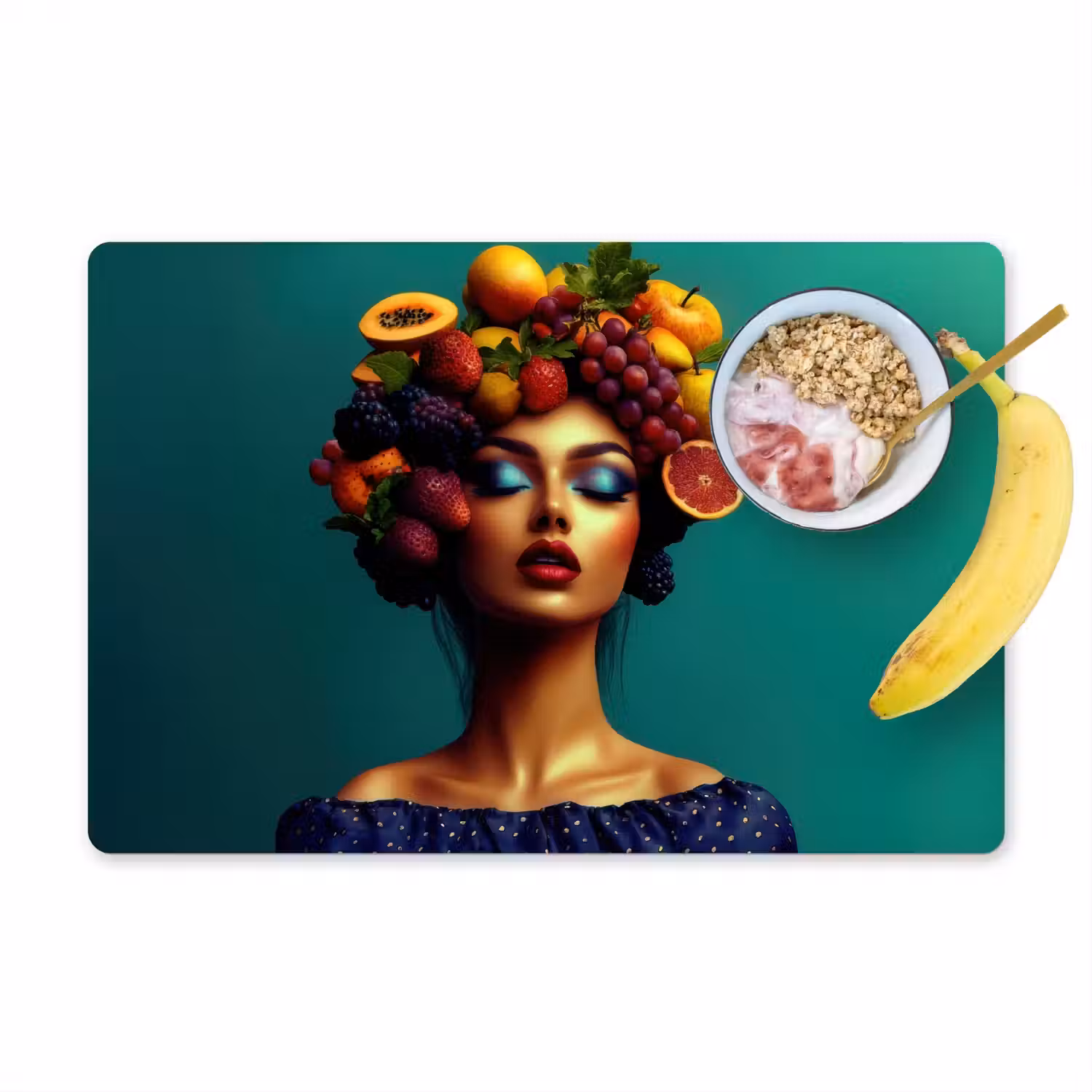 Vrouw - Hoodtooi - Tropisch - Fruit - Druiven Placemat vinyl groot -zzzproduct_Kitchenyeah-website