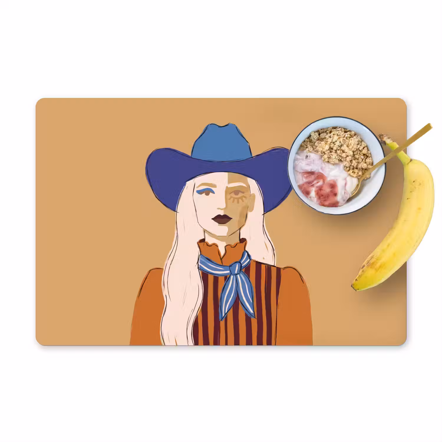 Vrouw - Portret - Abstract - Kleurrijk - Modern Placemat vinyl groot -zzzproduct_Kitchenyeah-website