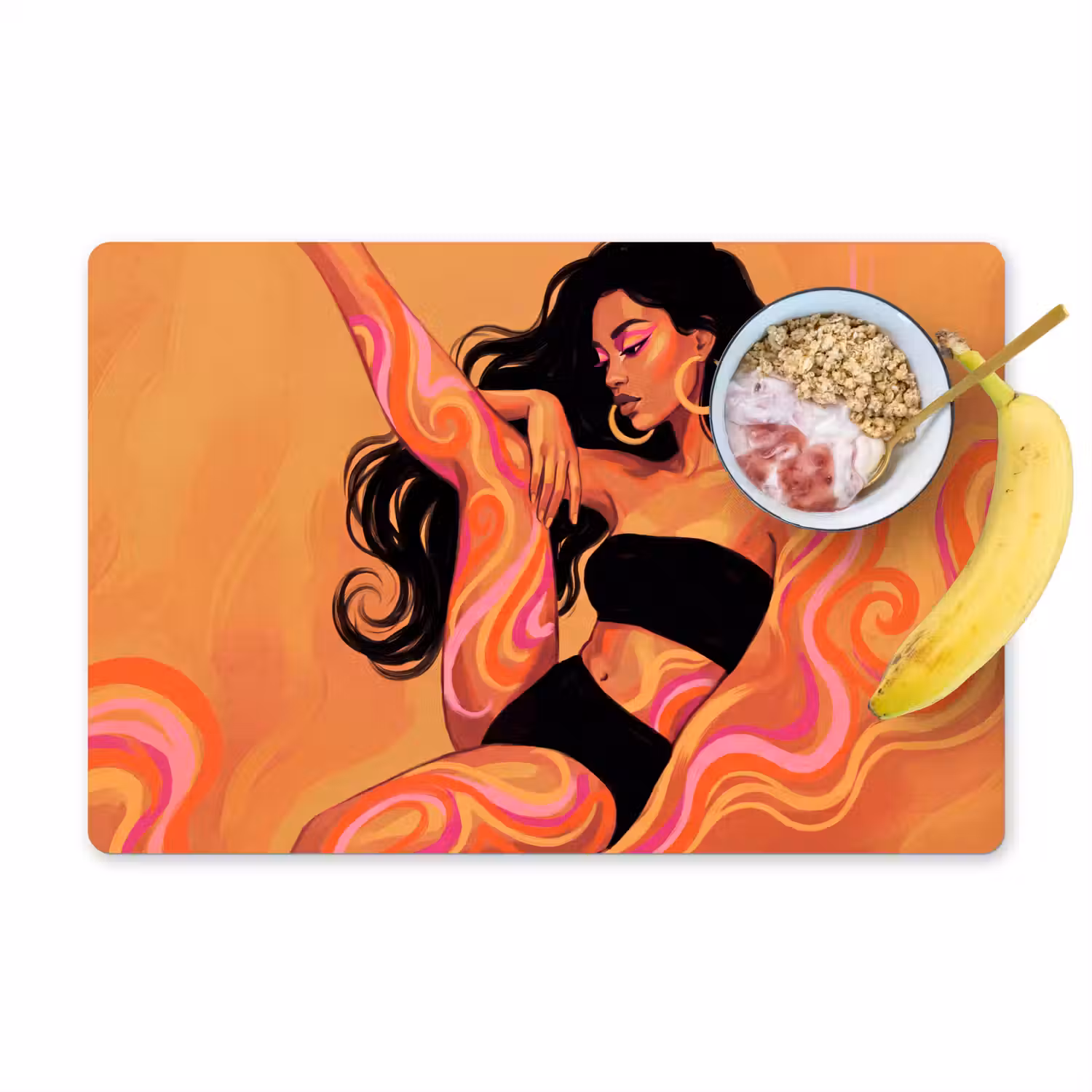 Vrouw - Portret - Abstract - Modern - Kleurrijk Placemat vinyl groot -zzzproduct_Kitchenyeah-website