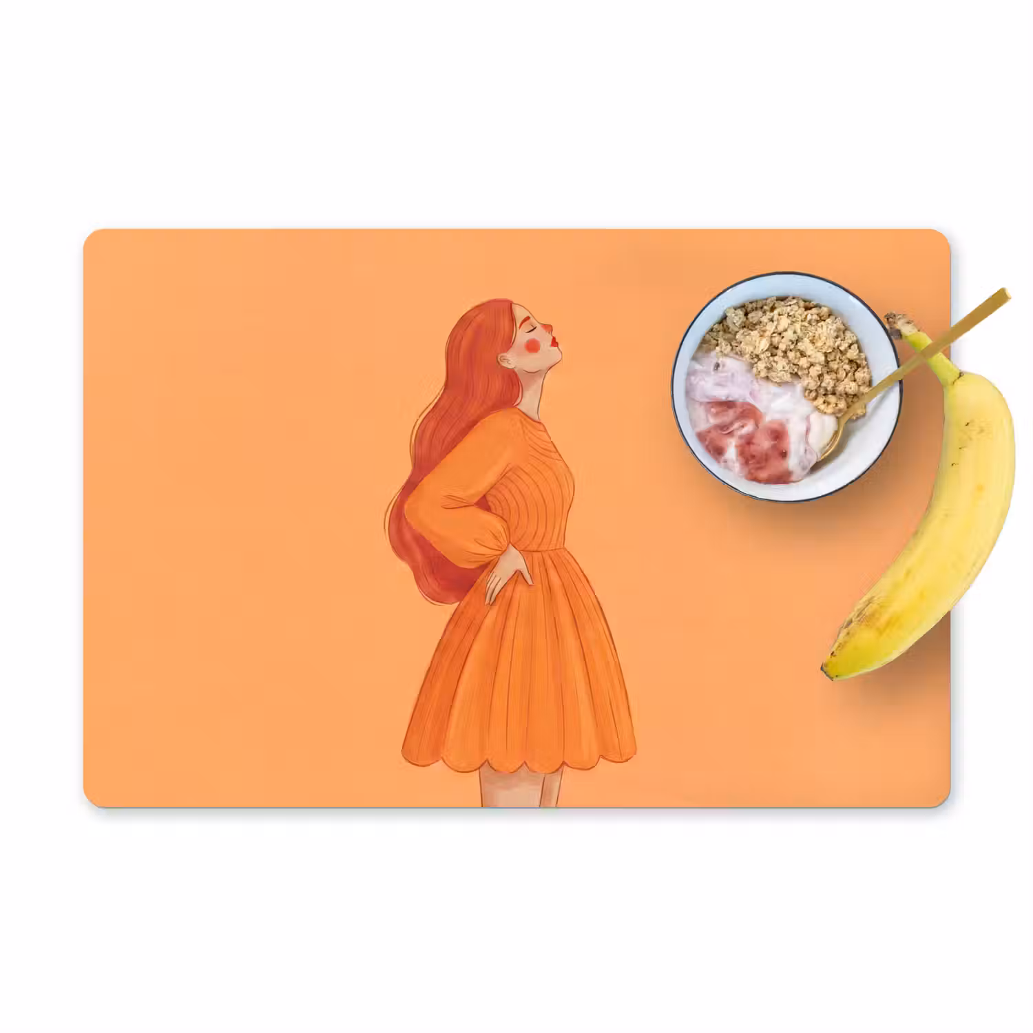 Vrouw - Profiel - Mensen - Modern - Oranje Placemat vinyl groot -zzzproduct_Kitchenyeah-website