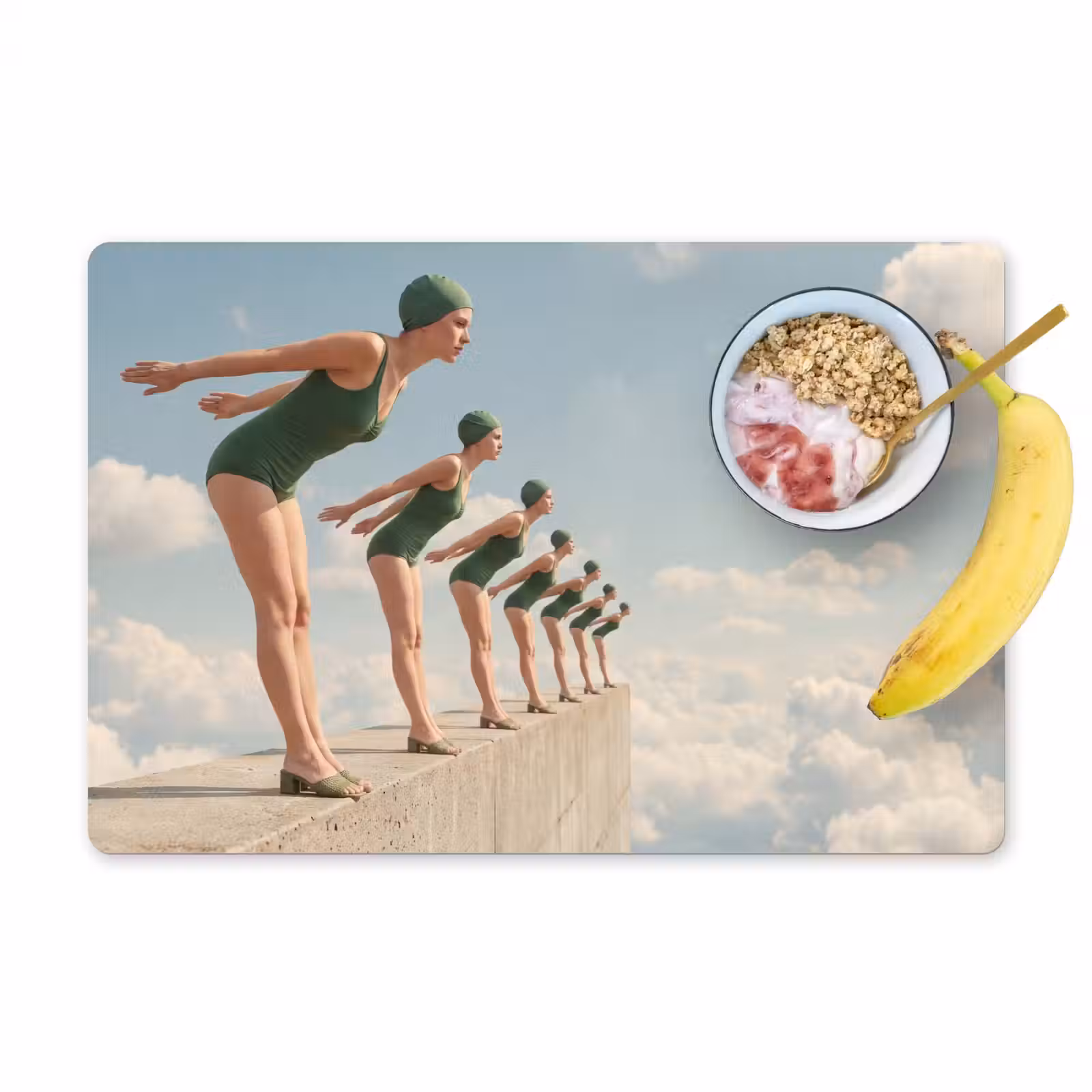 Placemat - 6 stuks - Vrouwen - Duikhouding - Wolken - Vrouwen - Duikhouding - Wolken Placemat vinyl groot