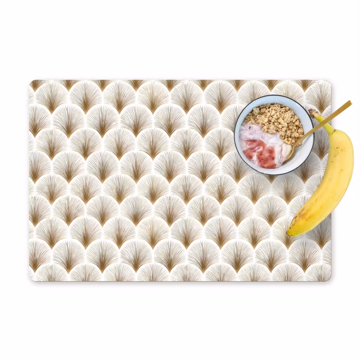 Waaiers - Art Deco - Elegant - Goud - Wit Placemat vinyl groot 368 -zzzproduct_Kitchenyeah-website