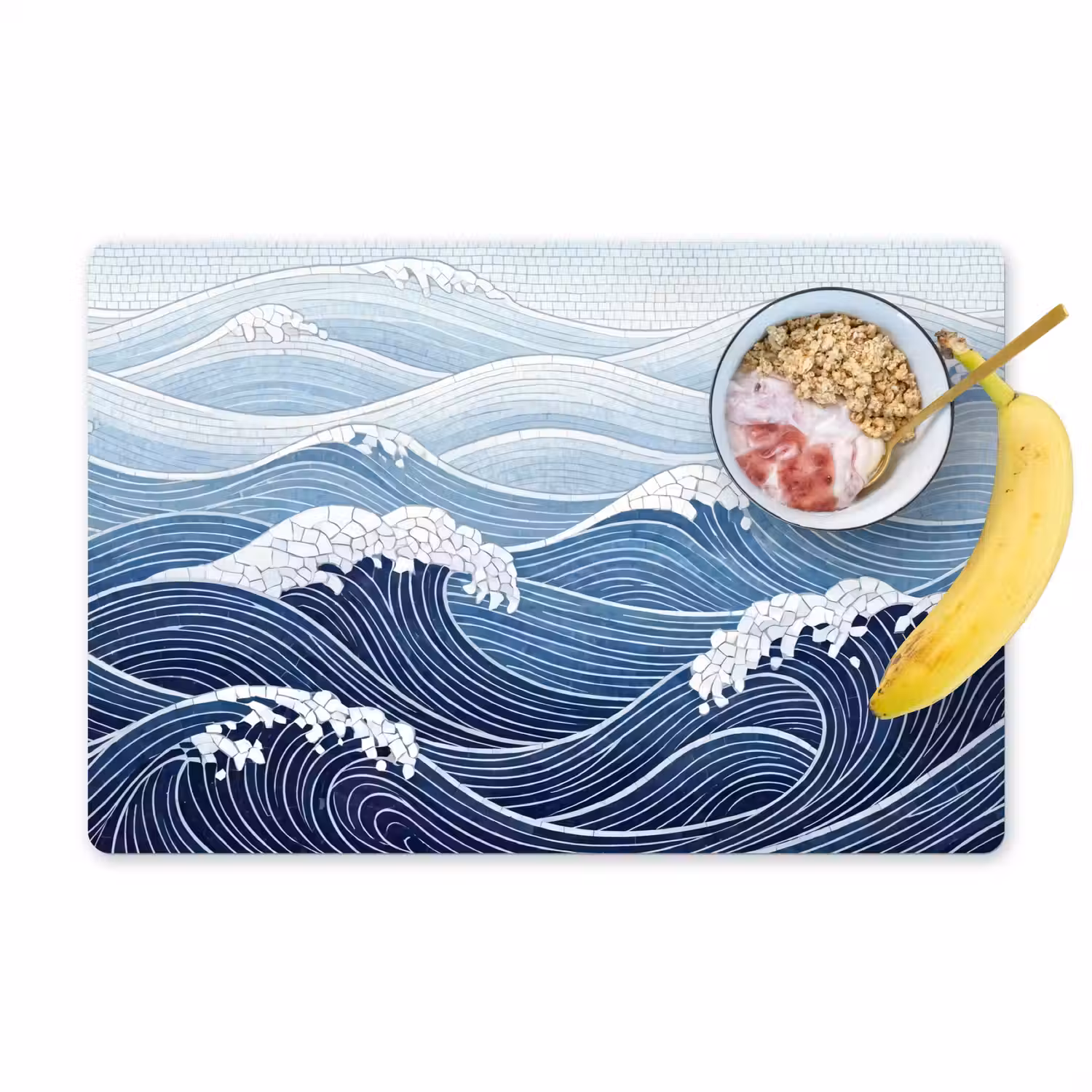 Water - Mozaïek - Landschap - Modern - Blauw Placemat vinyl groot -zzzproduct_Kitchenyeah-website