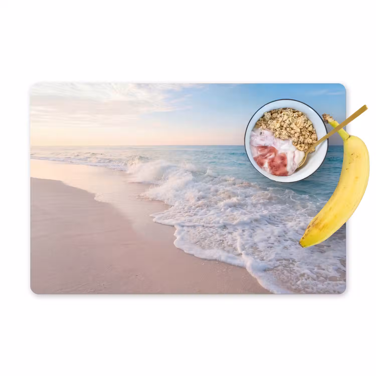 Zee - Golven - Strand - Natuur - Wit Placemat vinyl groot -zzzproduct_Kitchenyeah-website