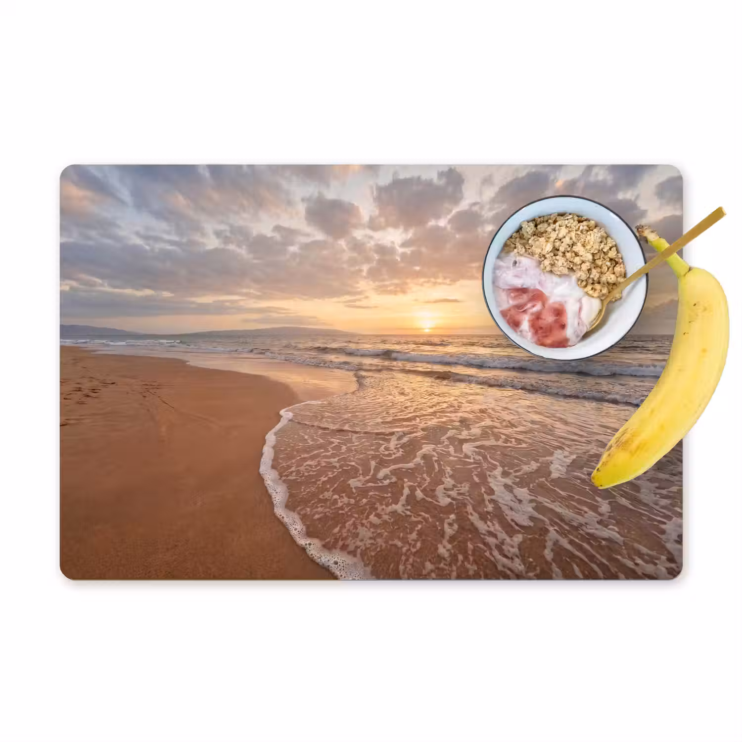 Zee - Kustlijn - Wolken - Landschap - Oranje Placemat vinyl groot -zzzproduct_Kitchenyeah-website