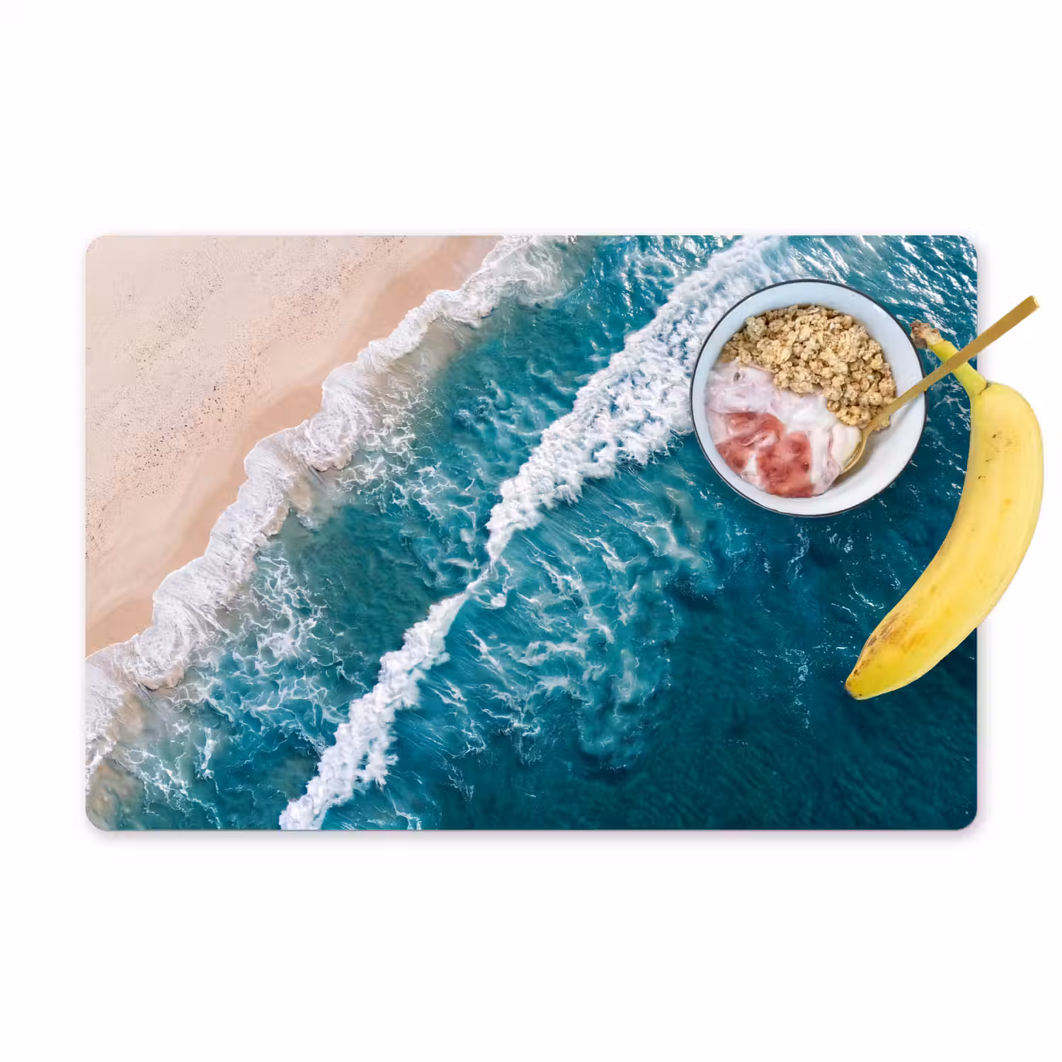 Zee - Strand - Golven - Natuur - Blauw Placemat vinyl groot -zzzproduct_Kitchenyeah-website