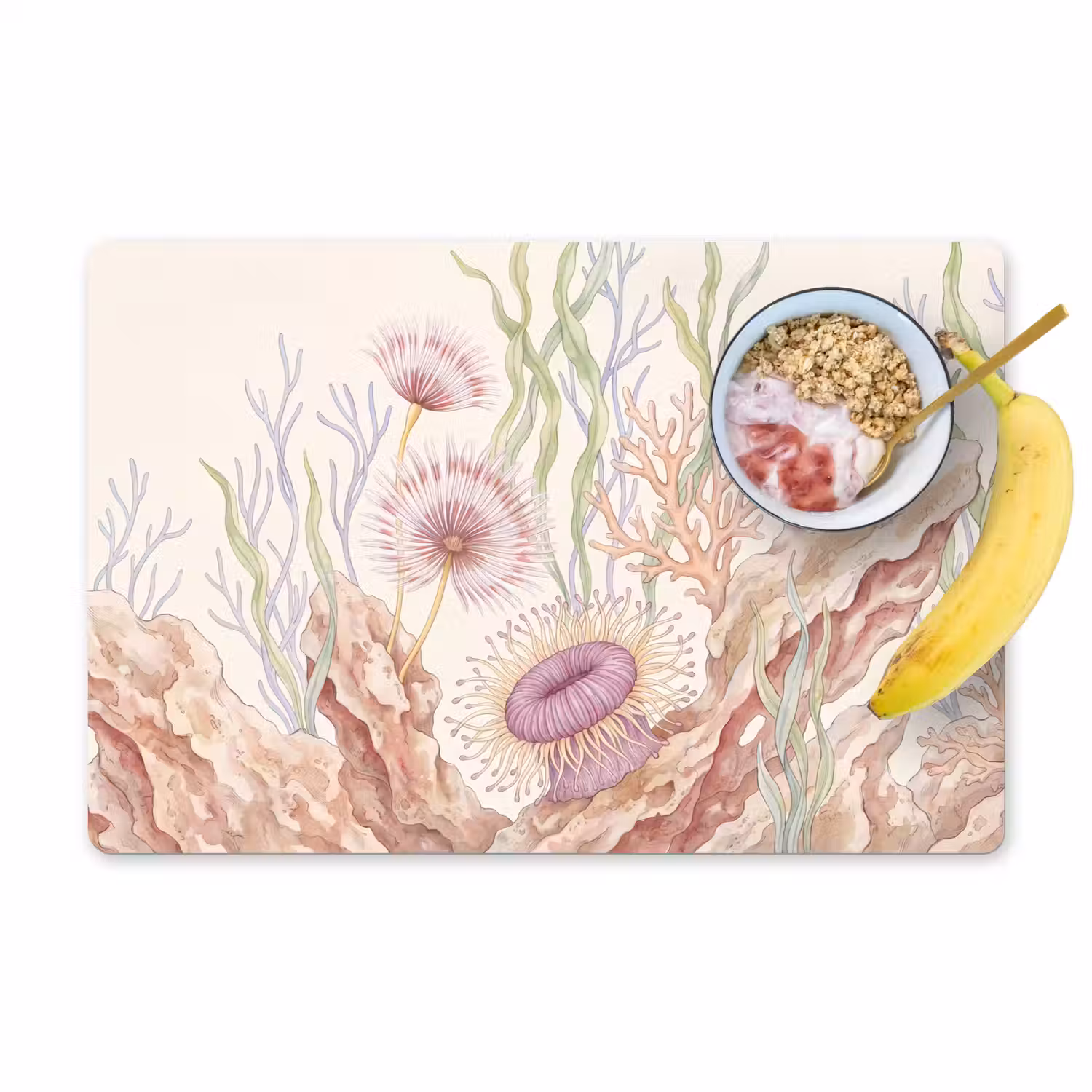 Zeeleven - Koraal - Onderwater - Illustratie - Kleurrijk Placemat vinyl groot -zzzproduct_Kitchenyeah-website