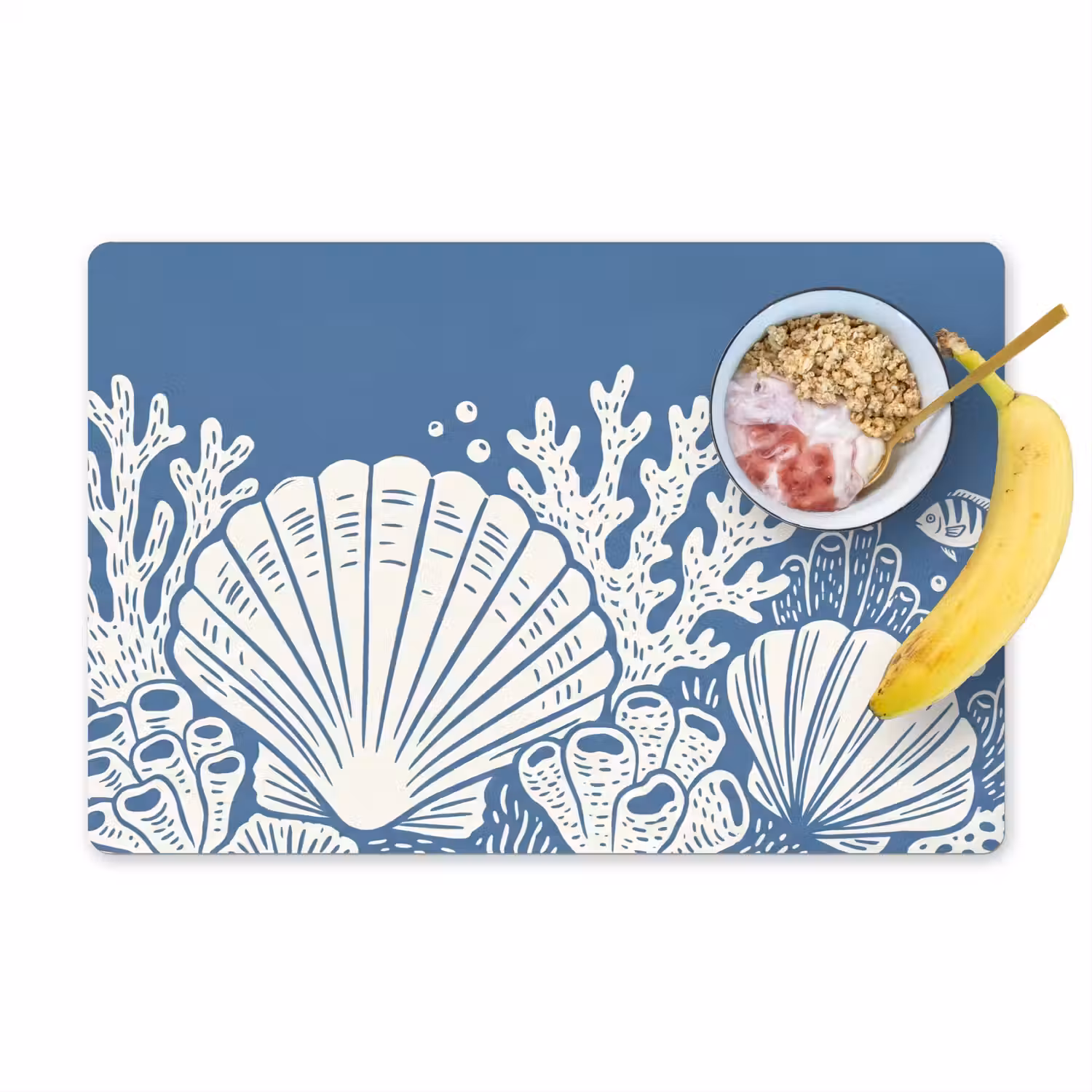 Zeeleven - Koraal - Schelp - Vis - Illustratie - Onderwater Placemat vinyl groot -zzzproduct_Kitchenyeah-website