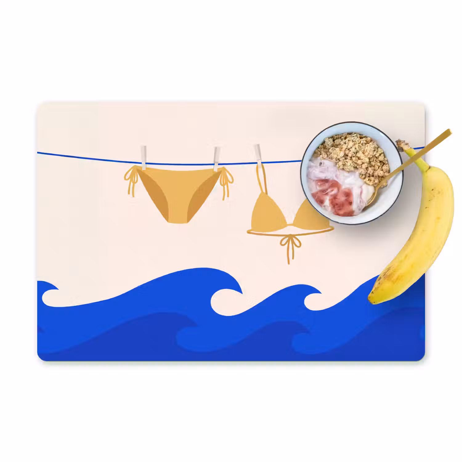 Zwemkleding - Zee - Zomer - Illustratie - Geel Placemat vinyl groot -zzzproduct_Kitchenyeah-website