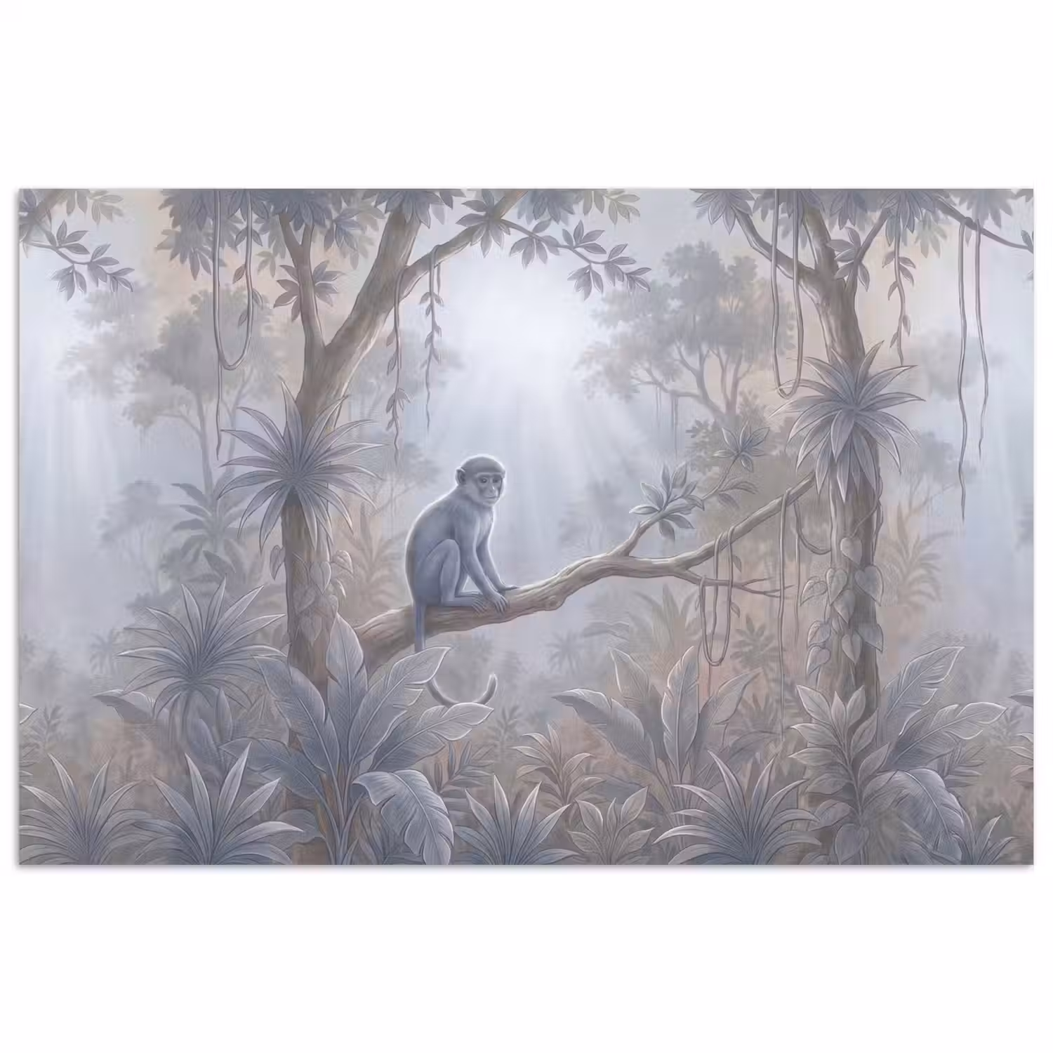 Aap - Boom - Jungle - Natuur - Grijs poster papier klein -3d