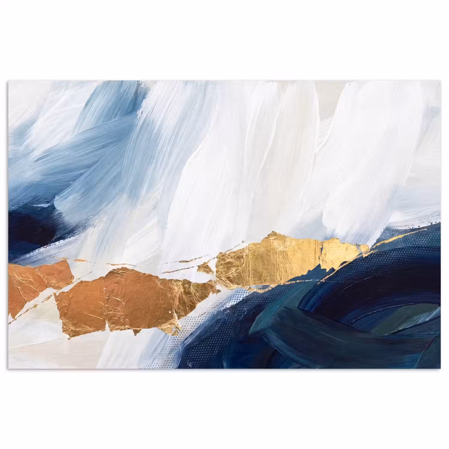 Abstract - Acryl - Blauw - Goud - Elegant poster papier klein -3d