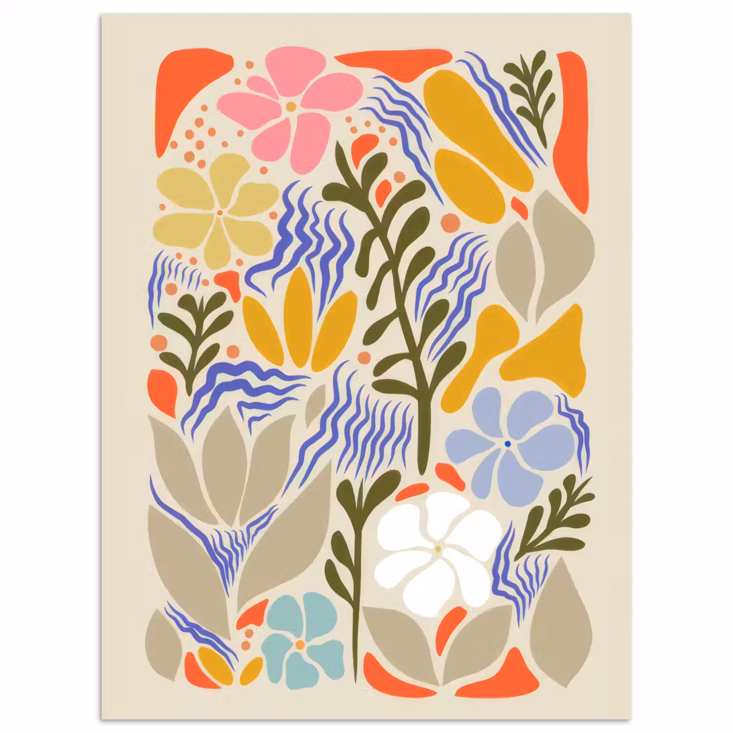 Abstract - Bloemen - Bladeren poster papier klein -3d