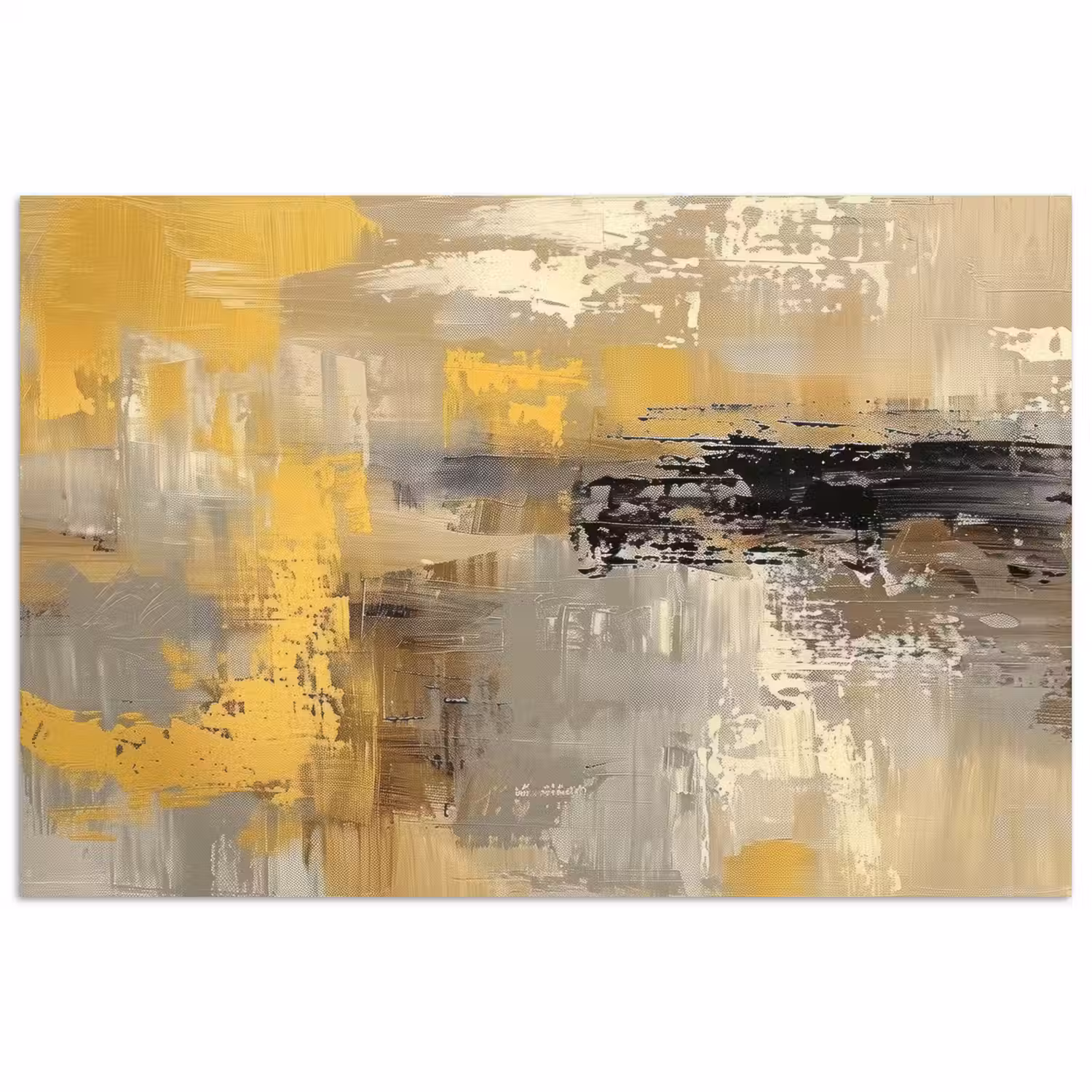 Abstract - Geel - Modern - Beige poster papier klein -3d
