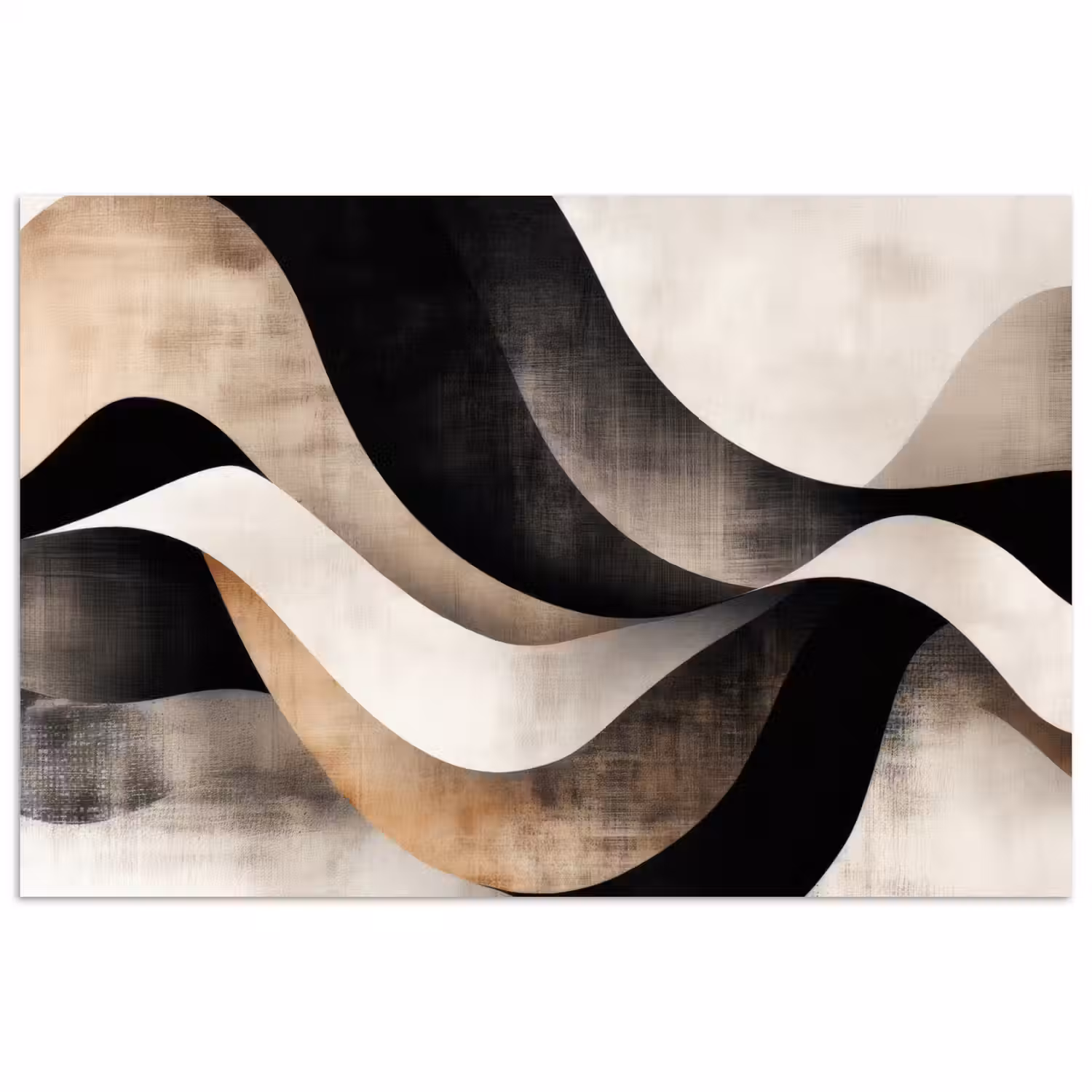 Abstract - Golven - Zwart - Verweerd poster papier klein -3d