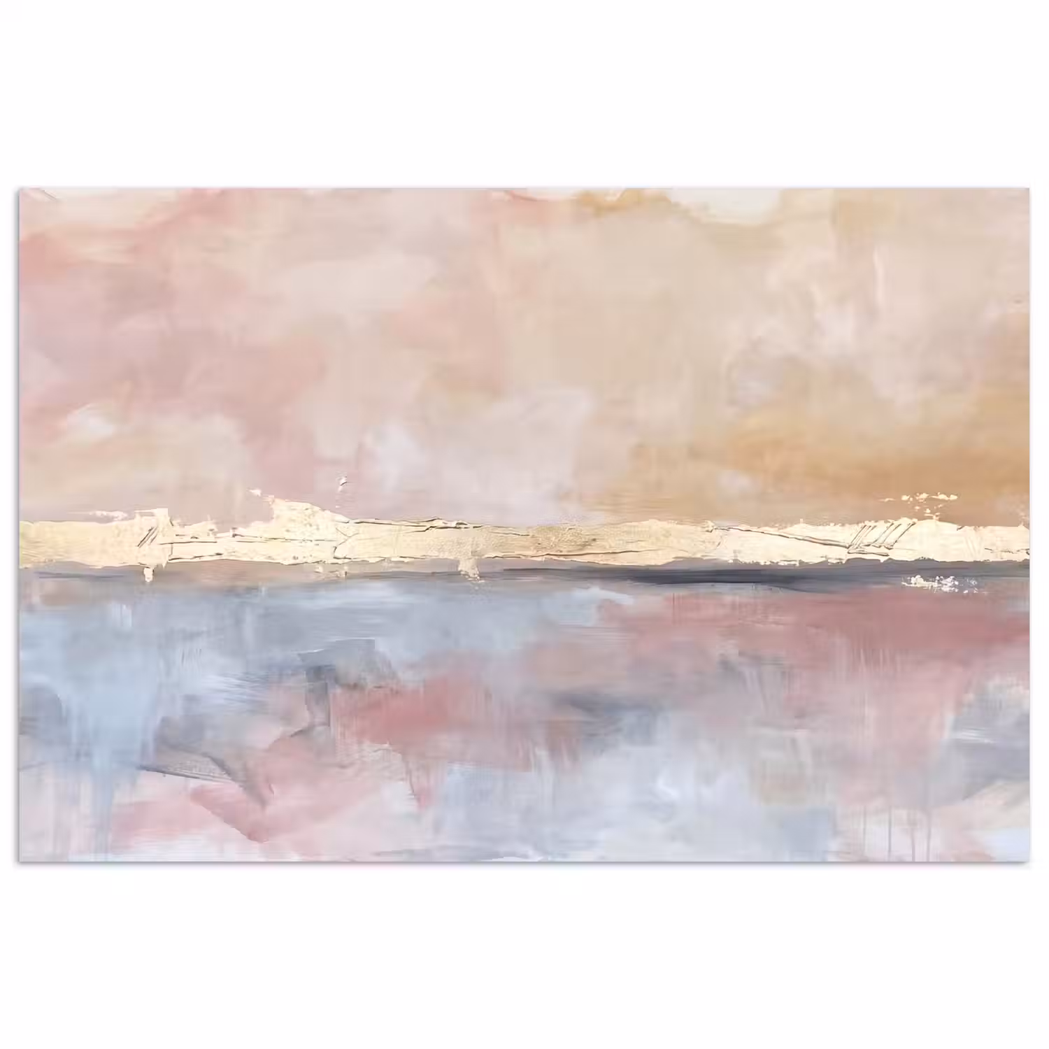 Abstract - Horizontaal - Kunst - Roze - Goud poster papier klein -3d