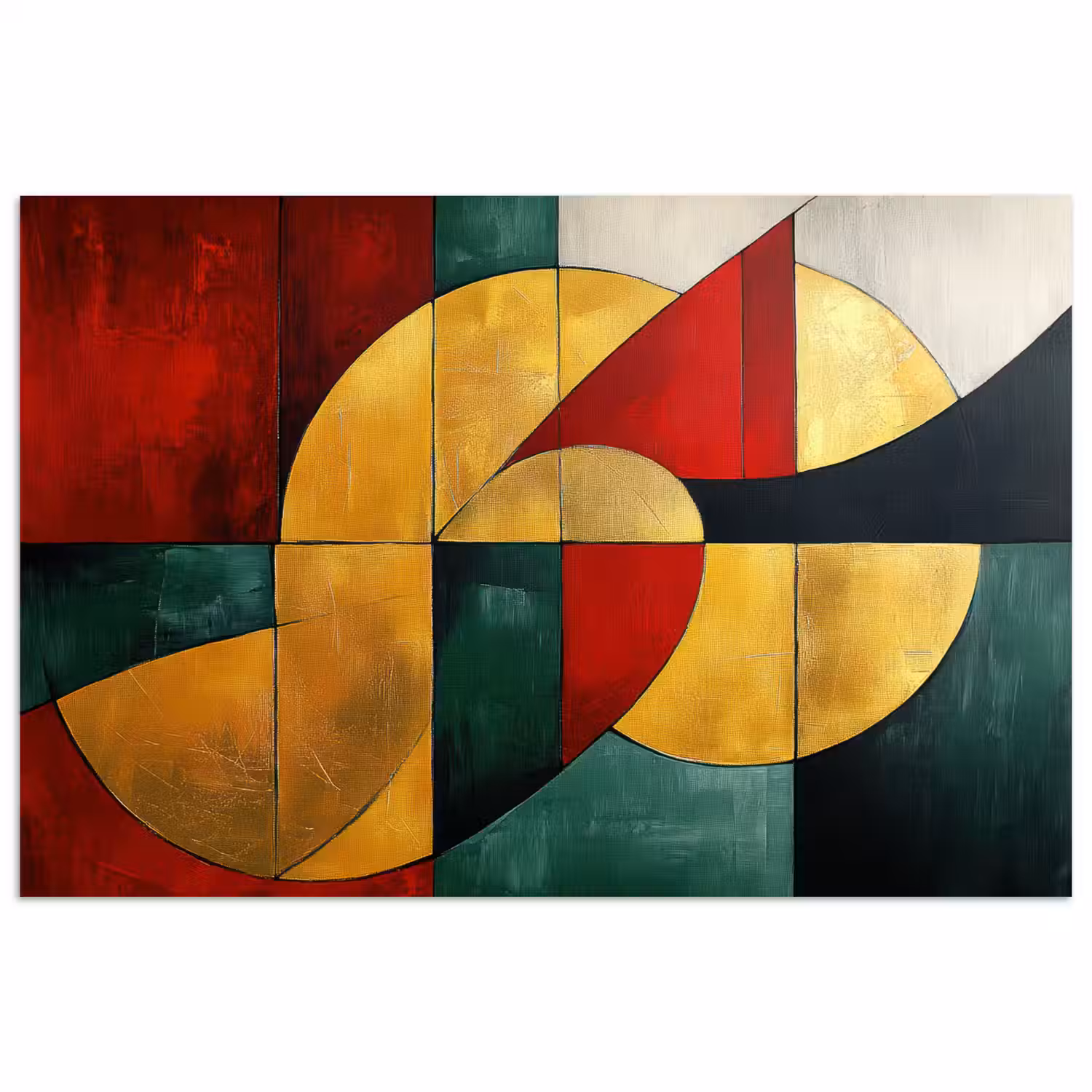 Abstract - Kerst - Goud - Rood - Groen poster papier klein -3d