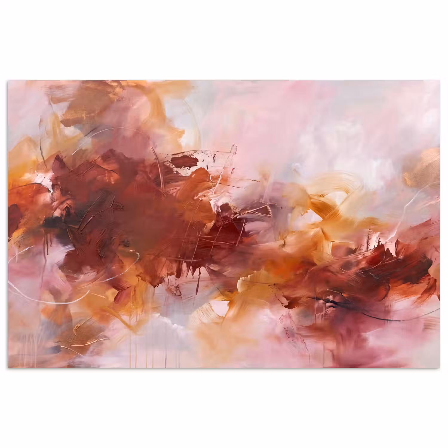 Abstract - Kleurrijk - Kunst - Modern - Roze-Rood poster papier klein -3d