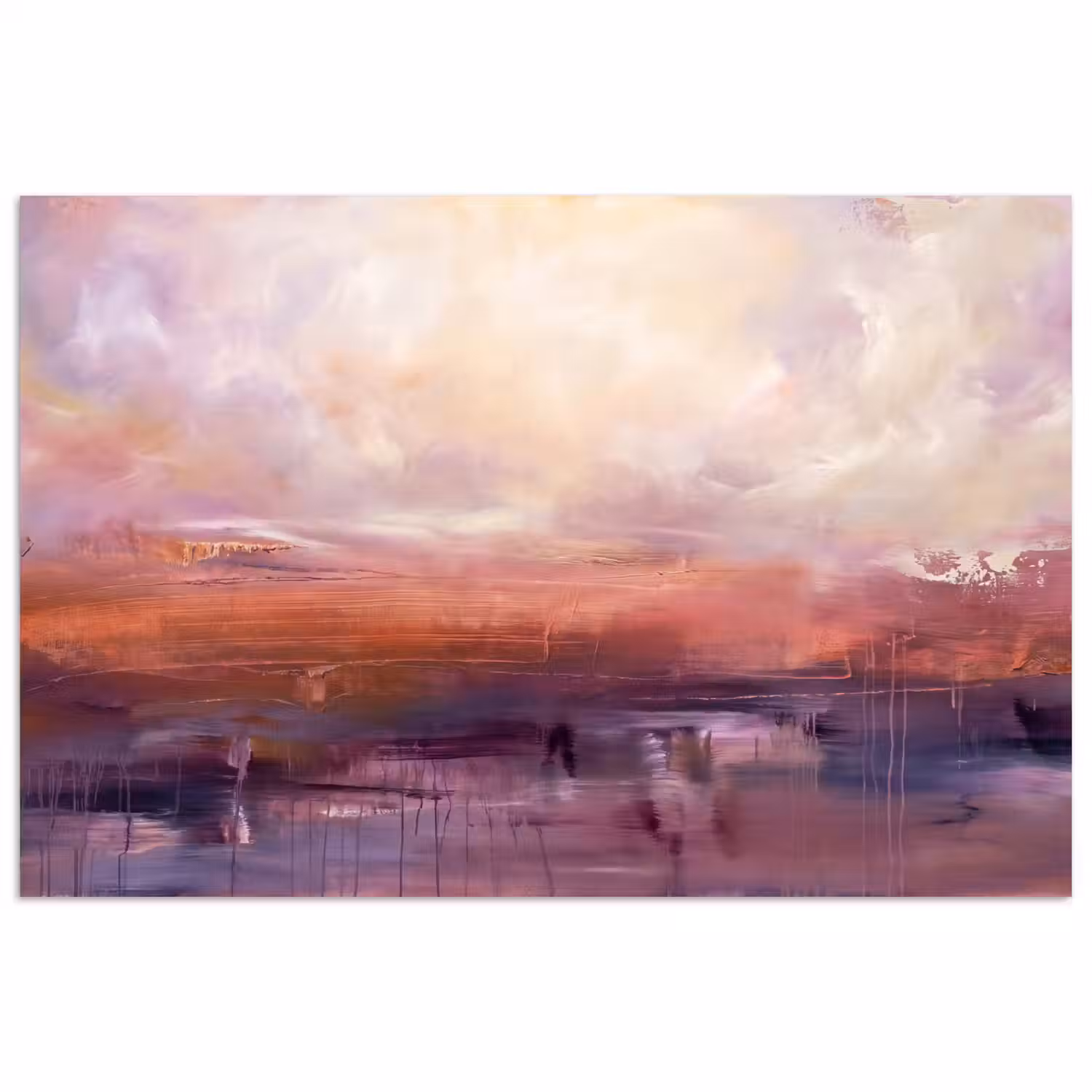 Abstract - Landschap - Modern - Paars - Oranje poster papier klein -3d