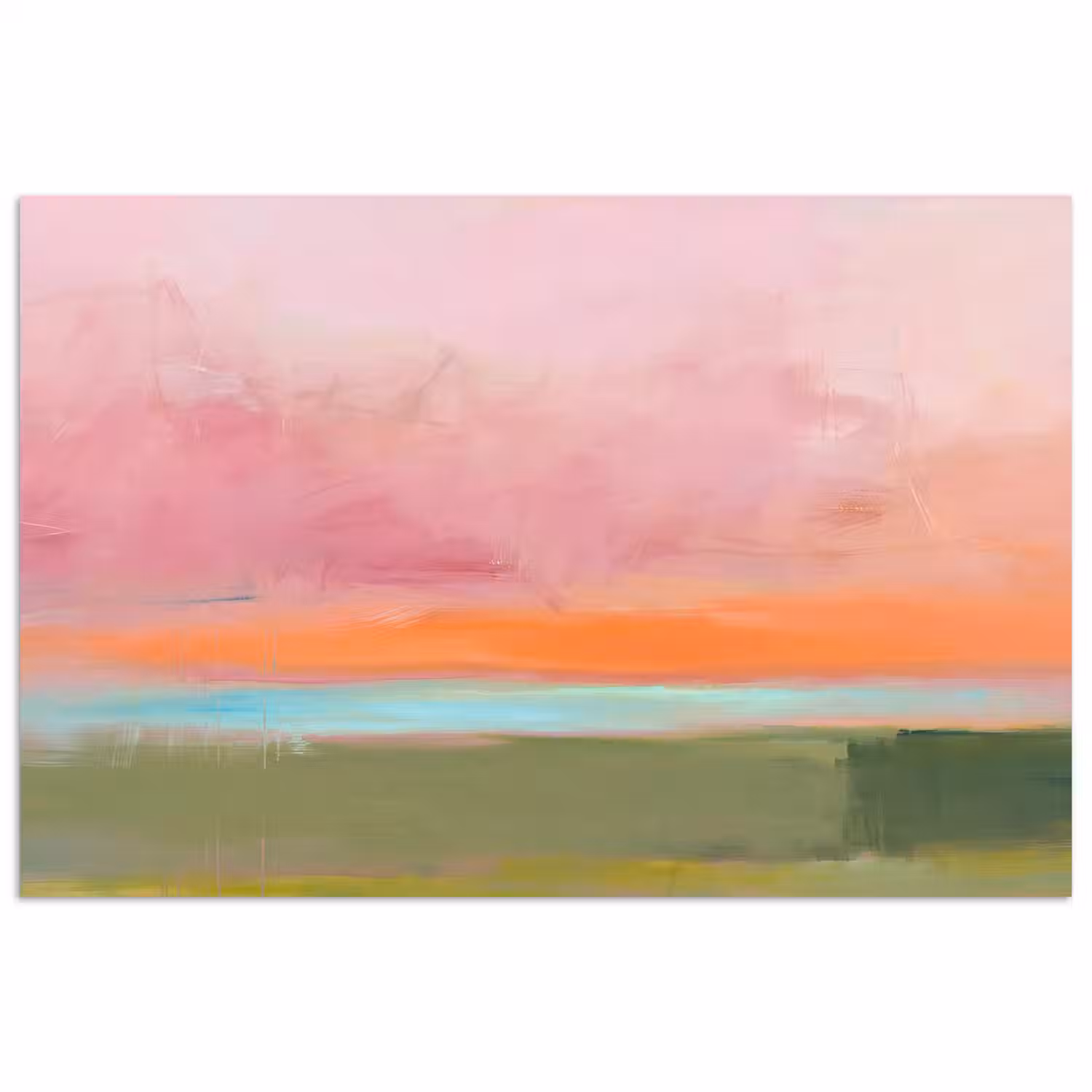 Abstract - Landschap - Modern - Roze - Oranje poster papier klein -3d