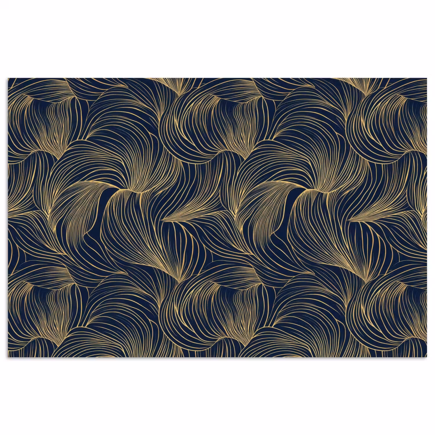 Abstract - Lijnen - Blauw - Goud poster papier klein 62 -3d