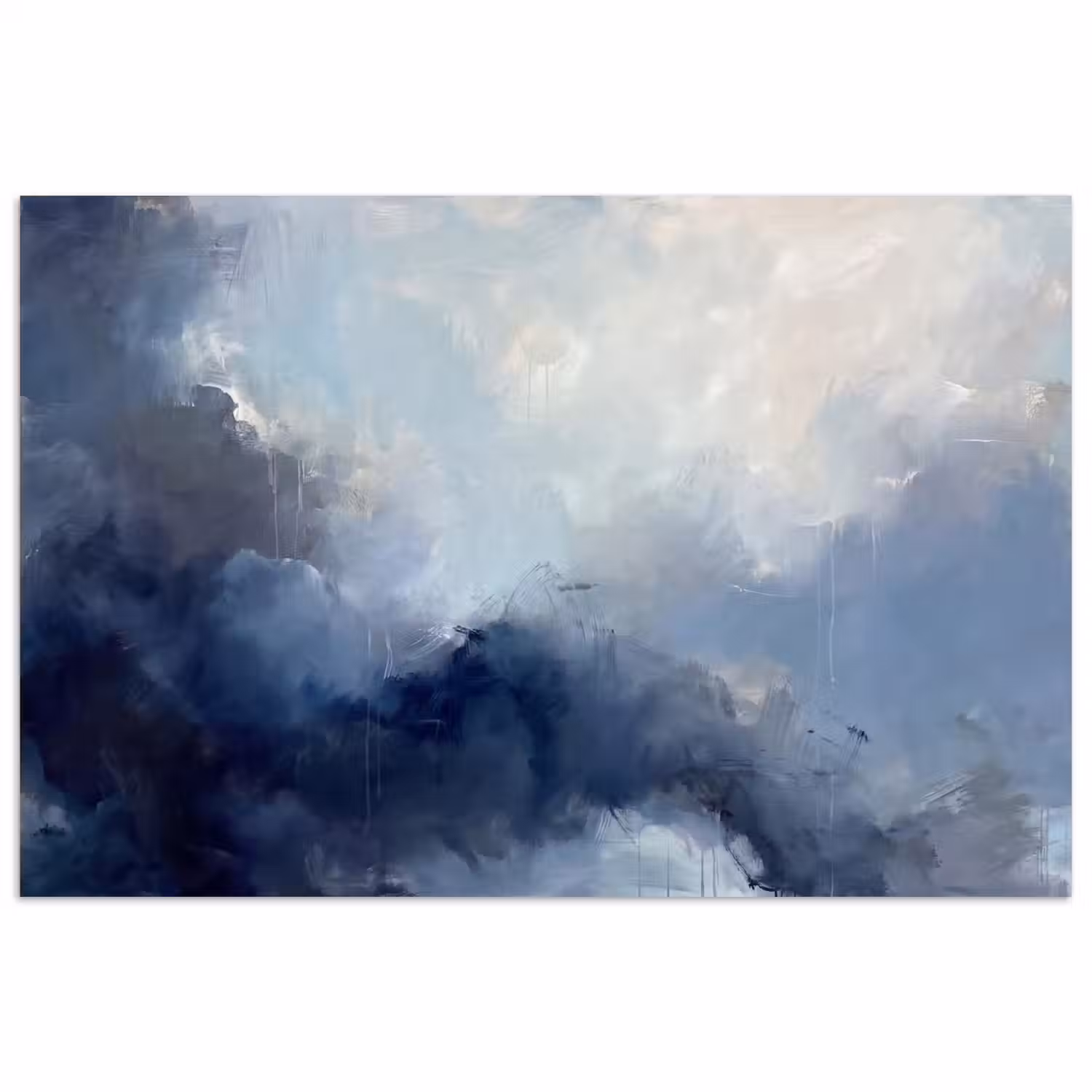 Abstract - Wolken - Modern - Blauw - Kunst poster papier klein -3d