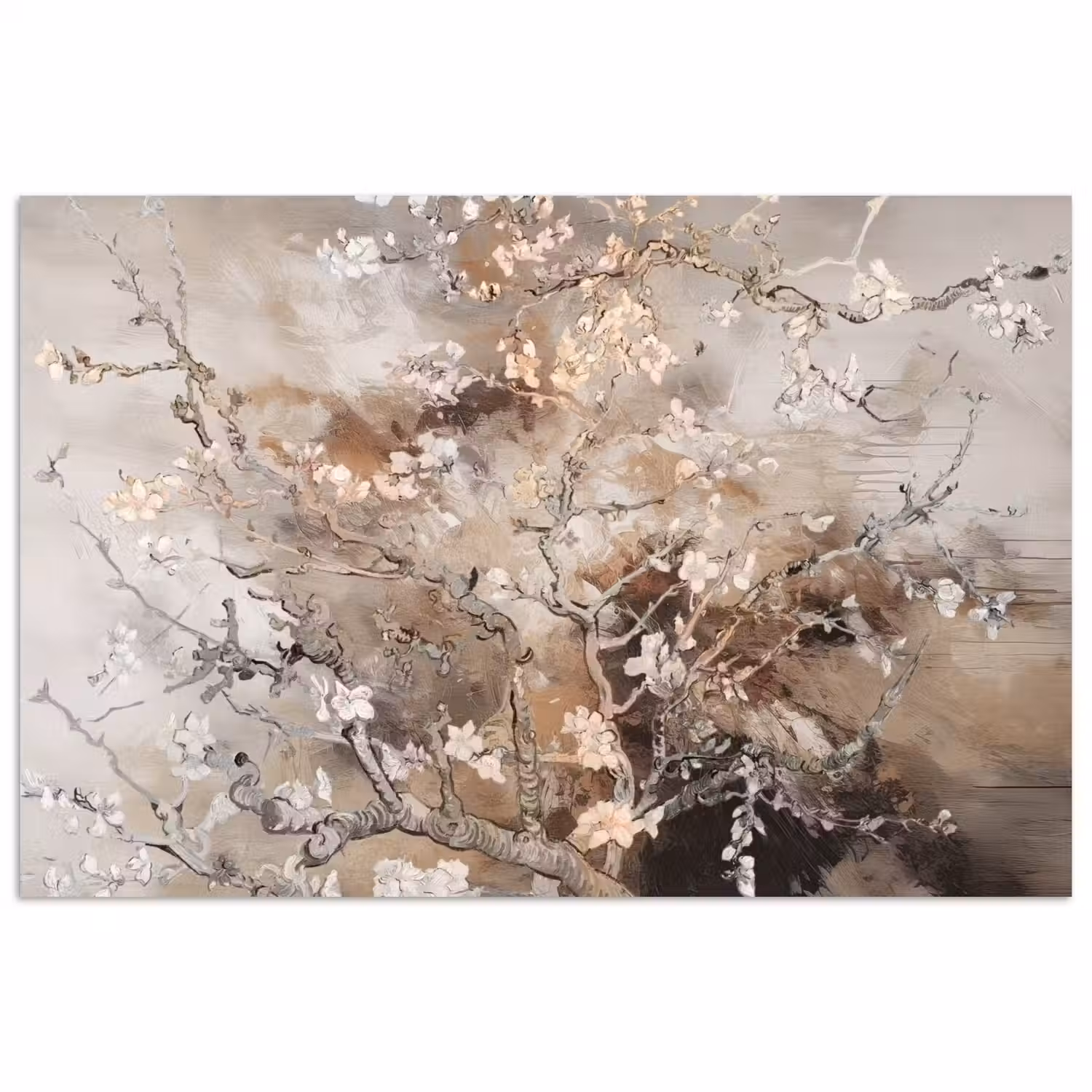 Amandelbloesem - Kunst - Van Gogh - Beige - Abstract poster papier klein -3d