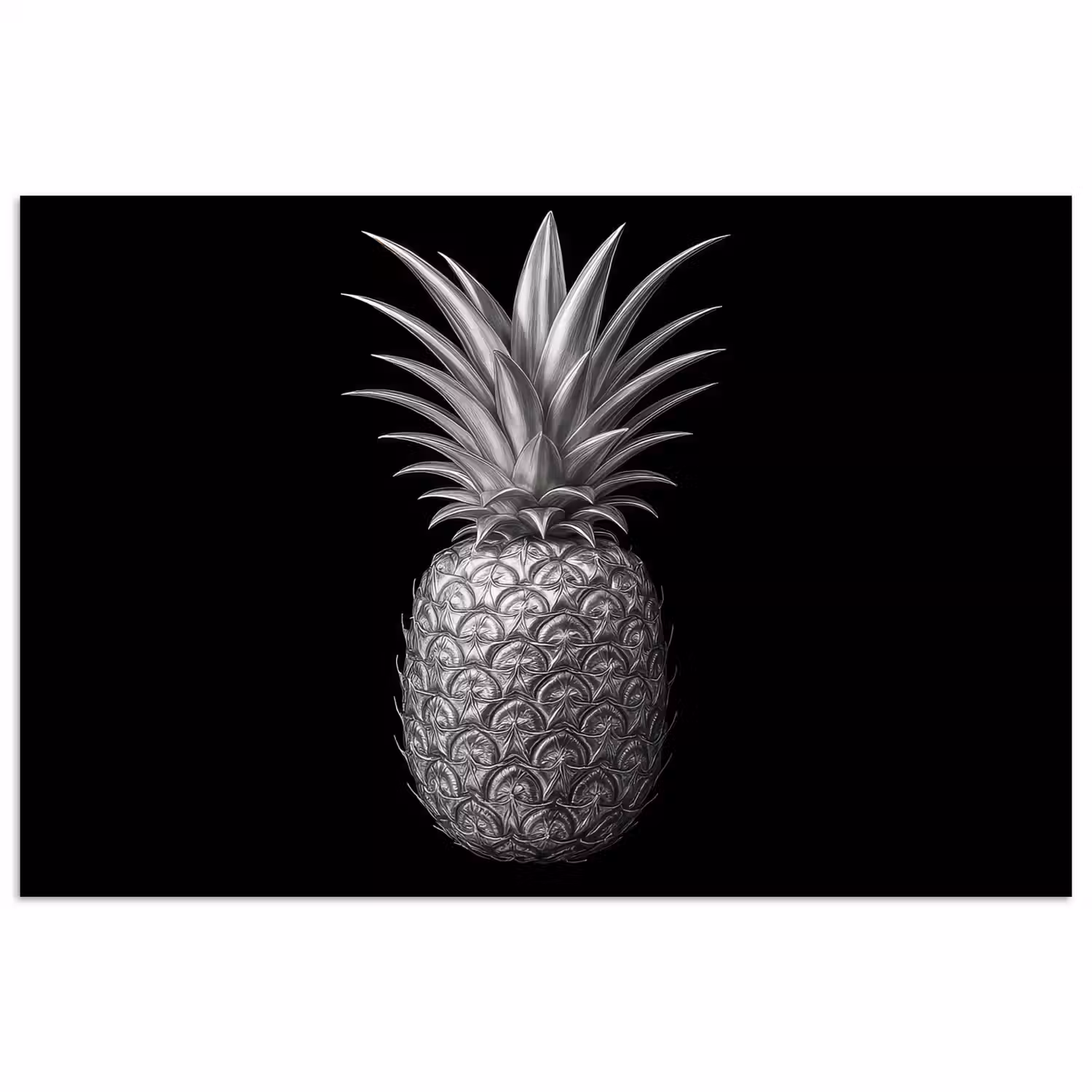 Ananas - Gedetailleerd - Bladeren poster papier klein -3d
