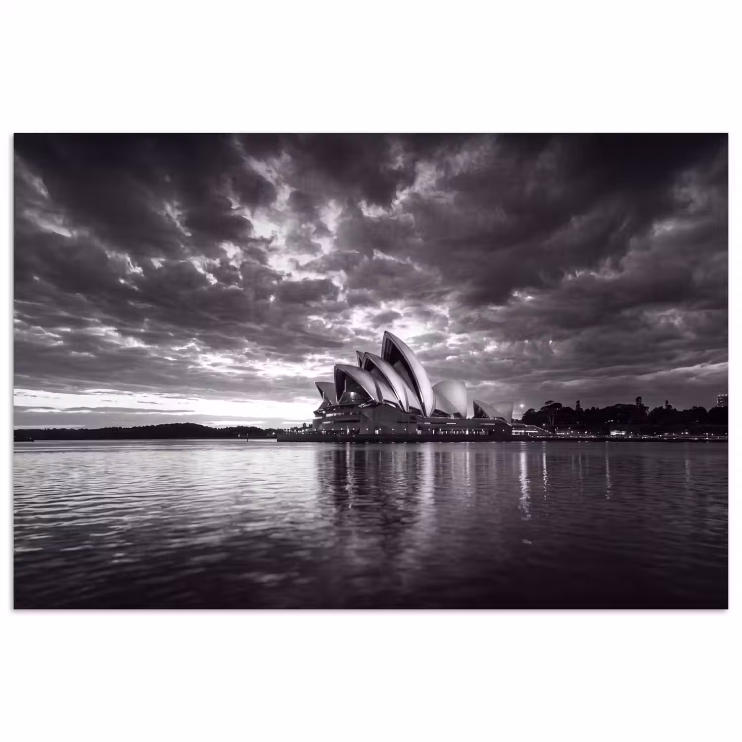 Architectuur - Water - Stad - Modern - Zwart-wit poster papier klein -3d