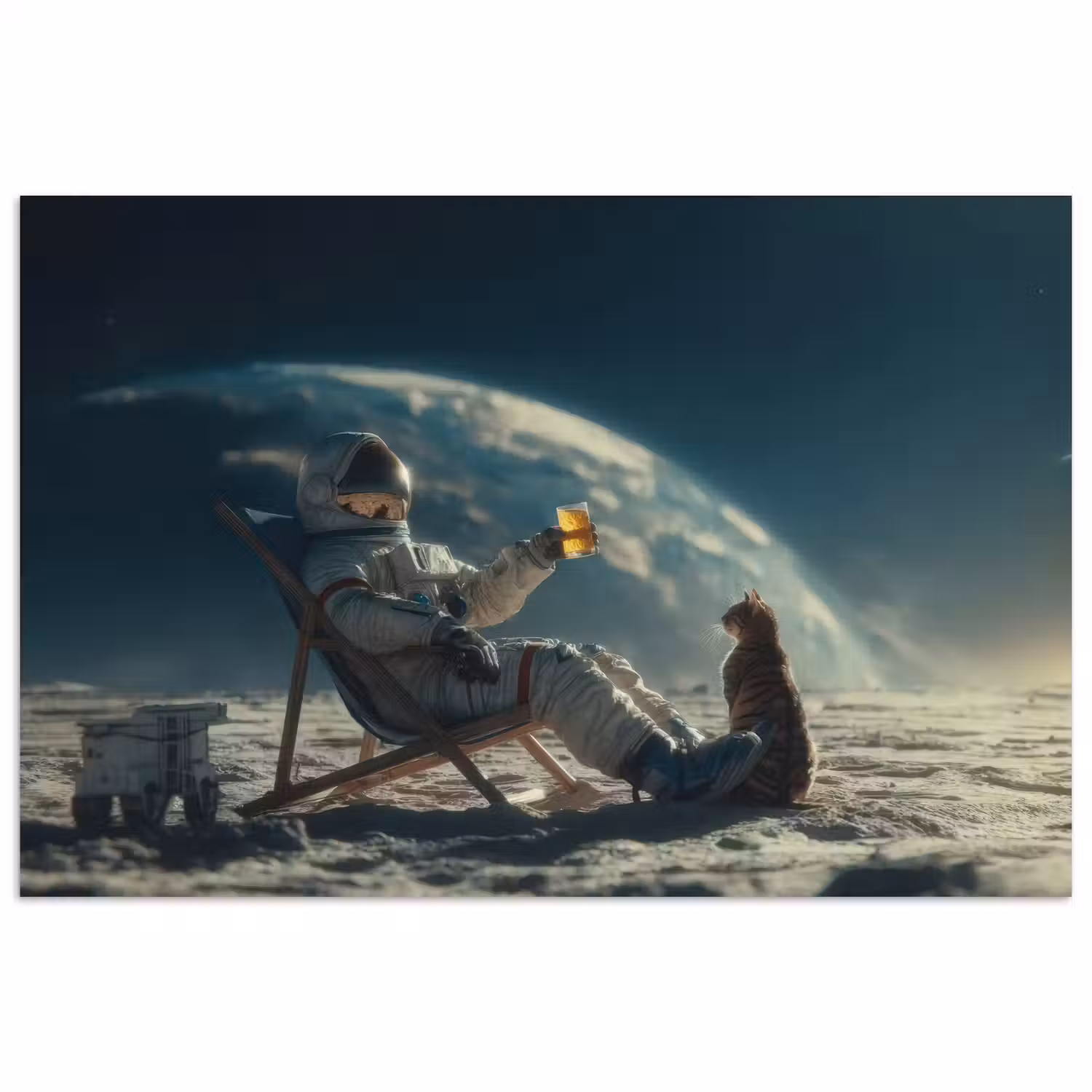 Astronaut - Kat - Glas - Stoel poster papier klein -3d