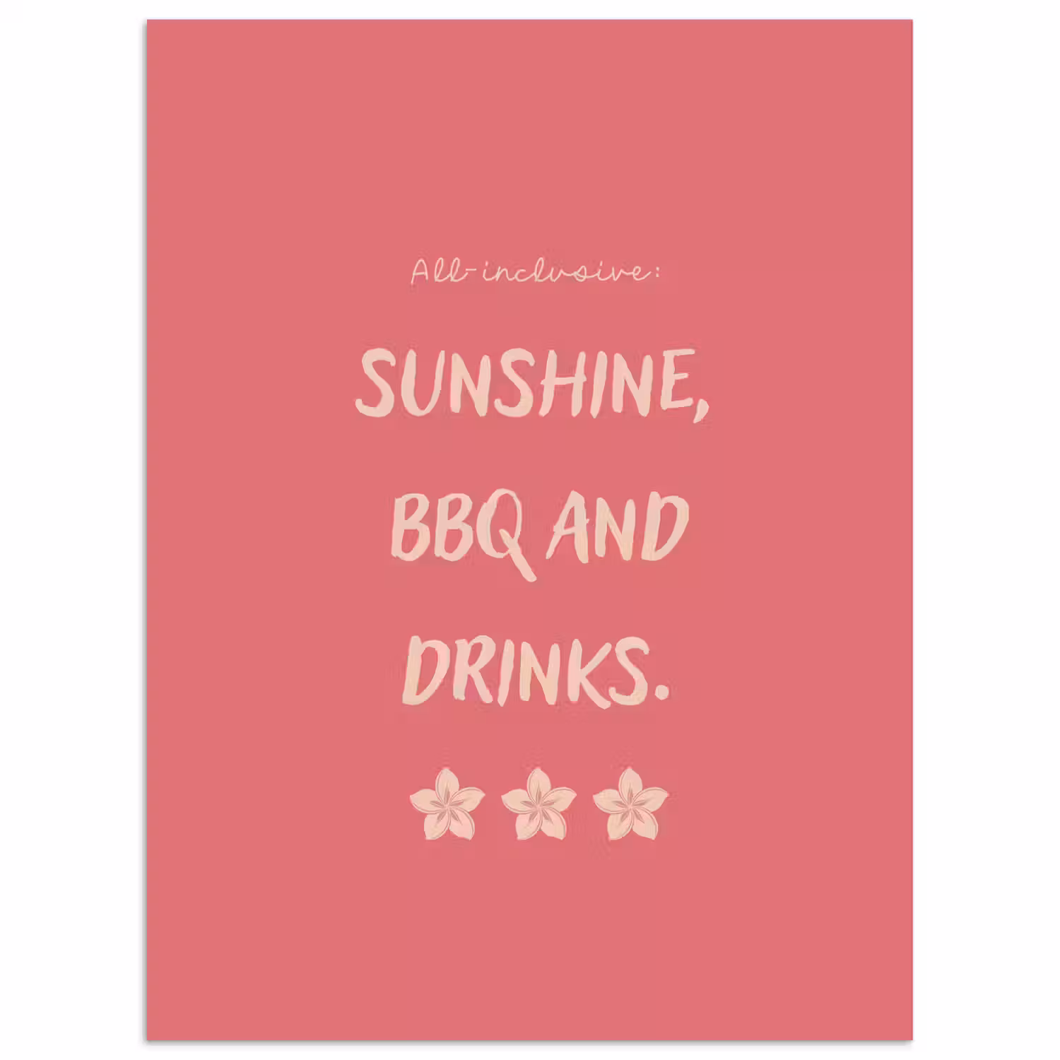 BBQ - Quote - Roze - Zomer poster papier klein -3d