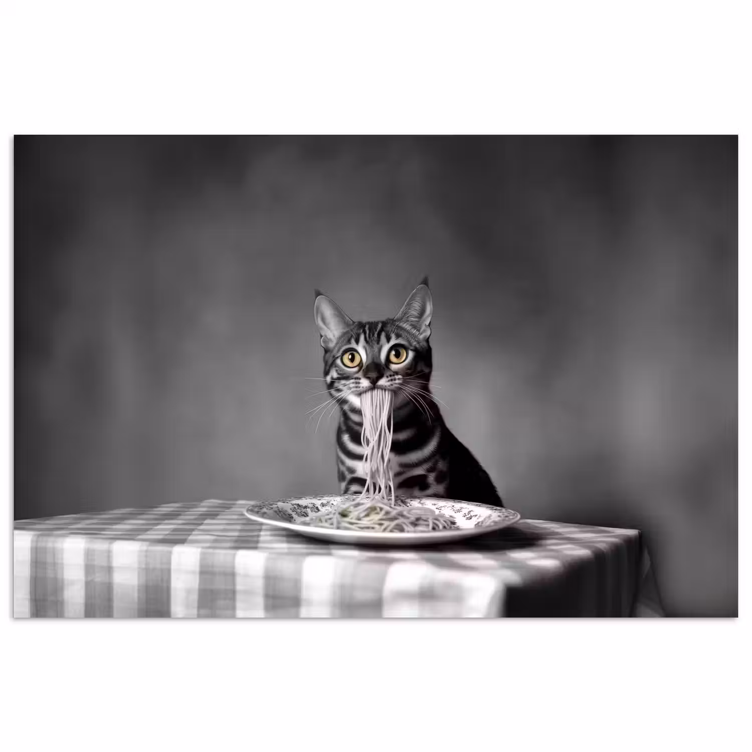 Bengaal - Kat - Tafelkleed - Zwart - Wit - Dier poster papier klein -3d