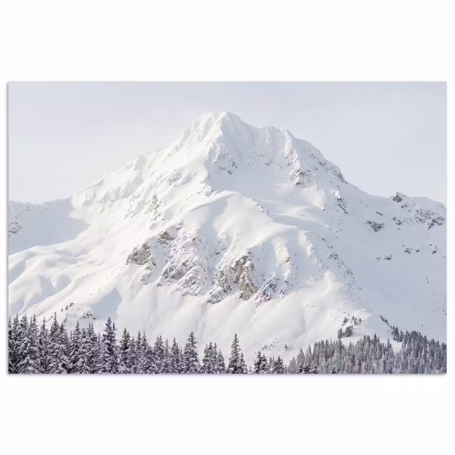 Berg - Sneeuw - Winter - Natuur - Wit poster papier klein -3d