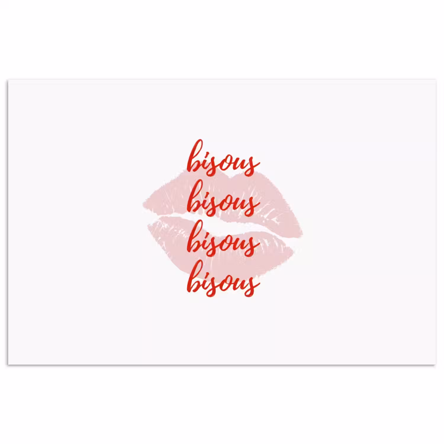 Bisous - Lip - Wit - Rood poster papier klein -3d