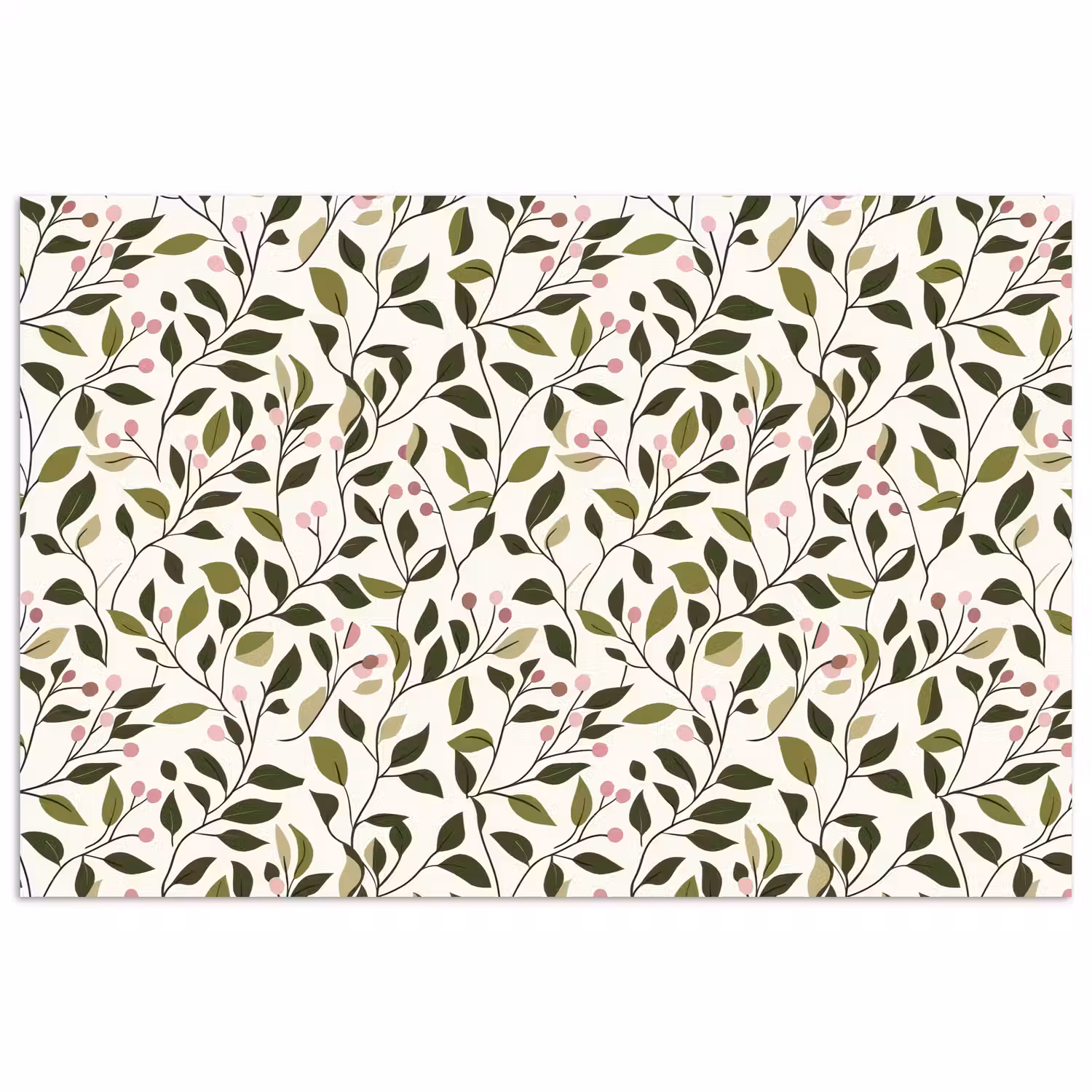 Bladeren - Bessen - Roze poster papier klein 62 -3d
