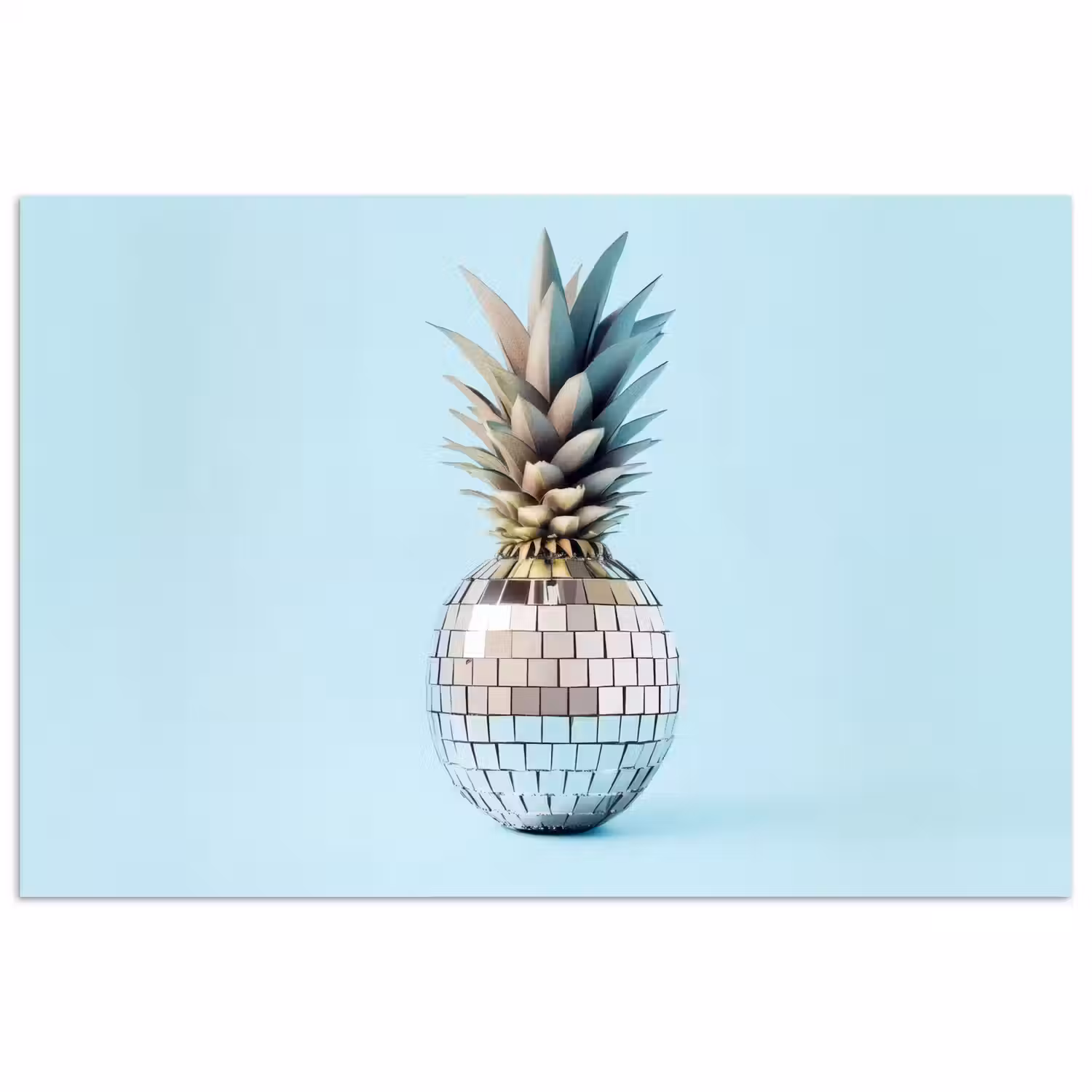 Blauw - Ananas - Disco - Discobal poster papier klein -3d