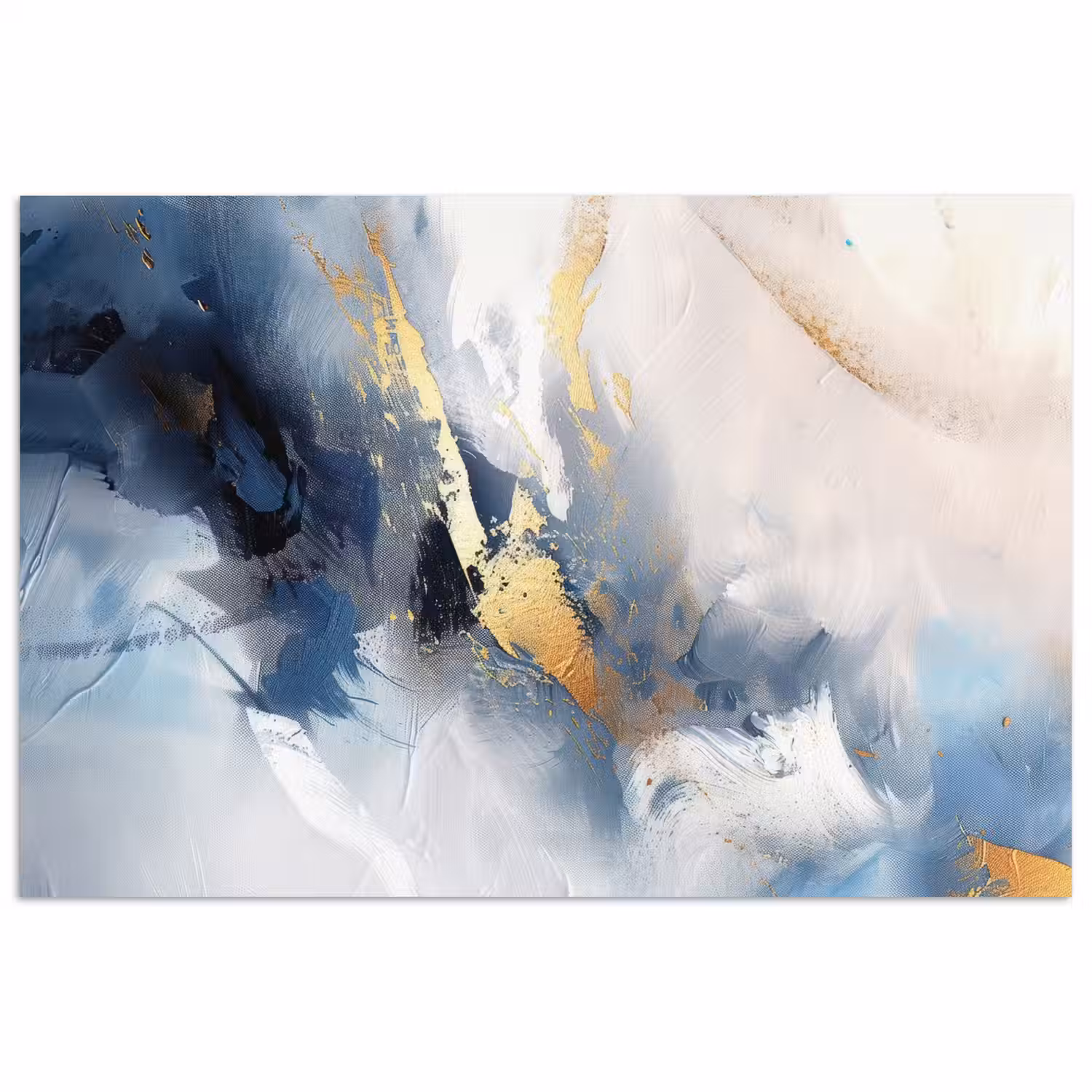 Blauw - Modern - Marmer - Abstract - Goud poster papier klein -3d