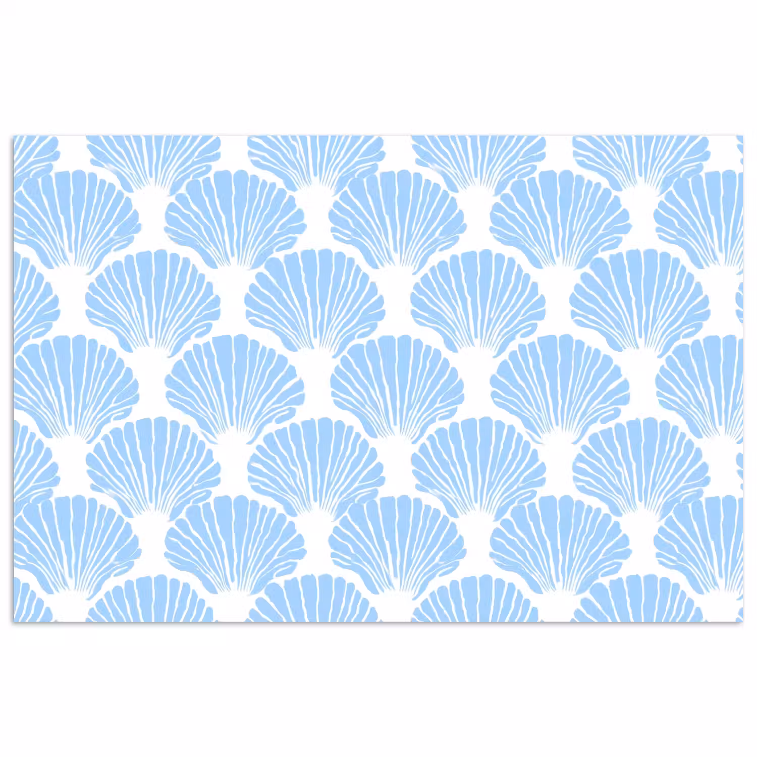 Blauw - Wit - Schelpen - Grafisch - Structuur poster papier klein 62 -3d