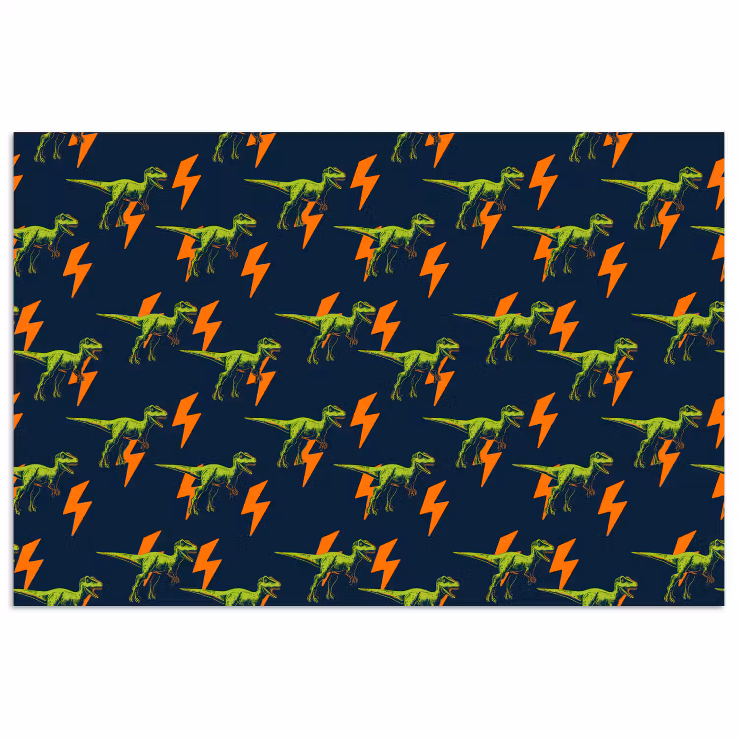 Bliksemschichten - Oranje - Dinosaurussen poster papier klein -3d