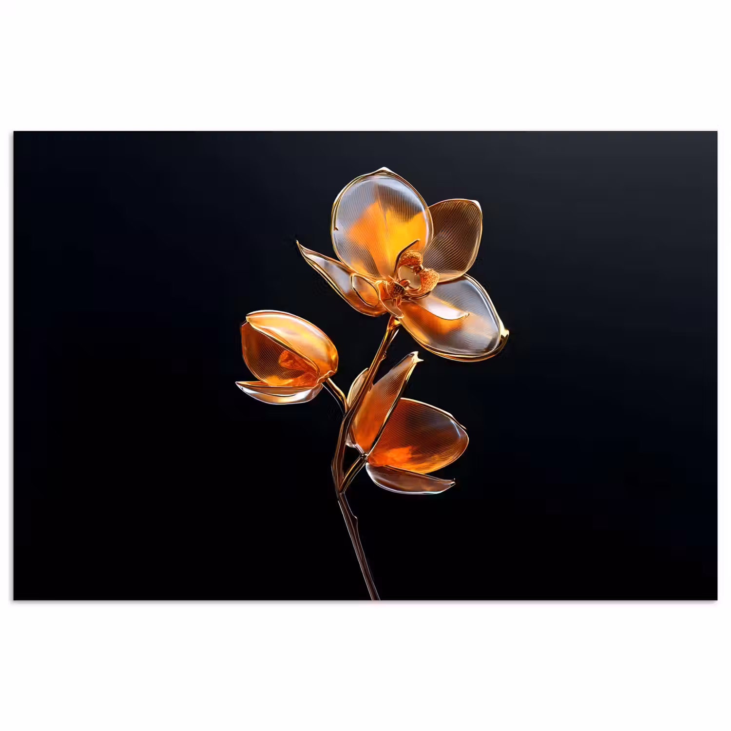 Bloem - Orchidee - Oranje poster papier klein -3d