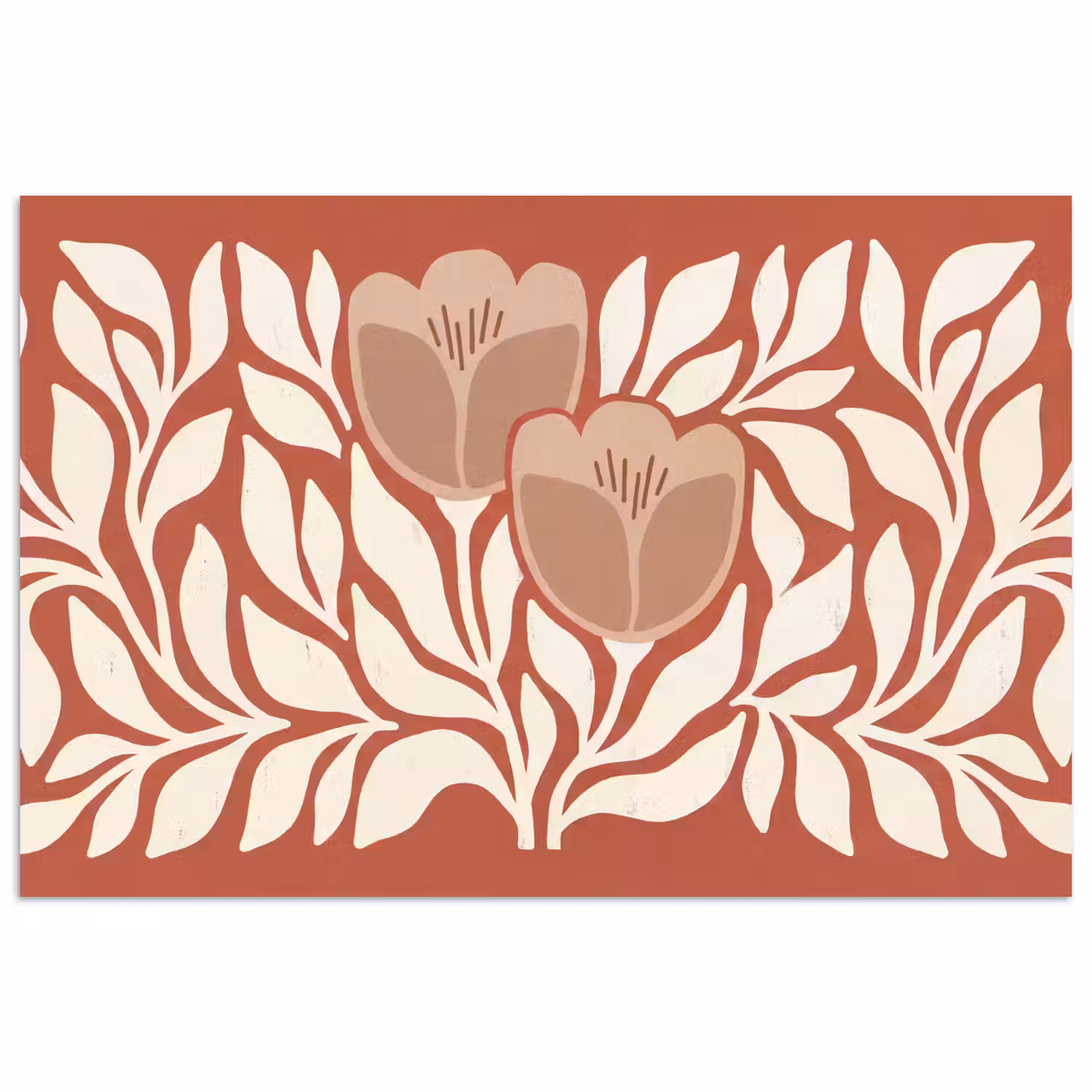Bloemen - Abstract - Modern - Beige - Natuur poster papier klein -3d