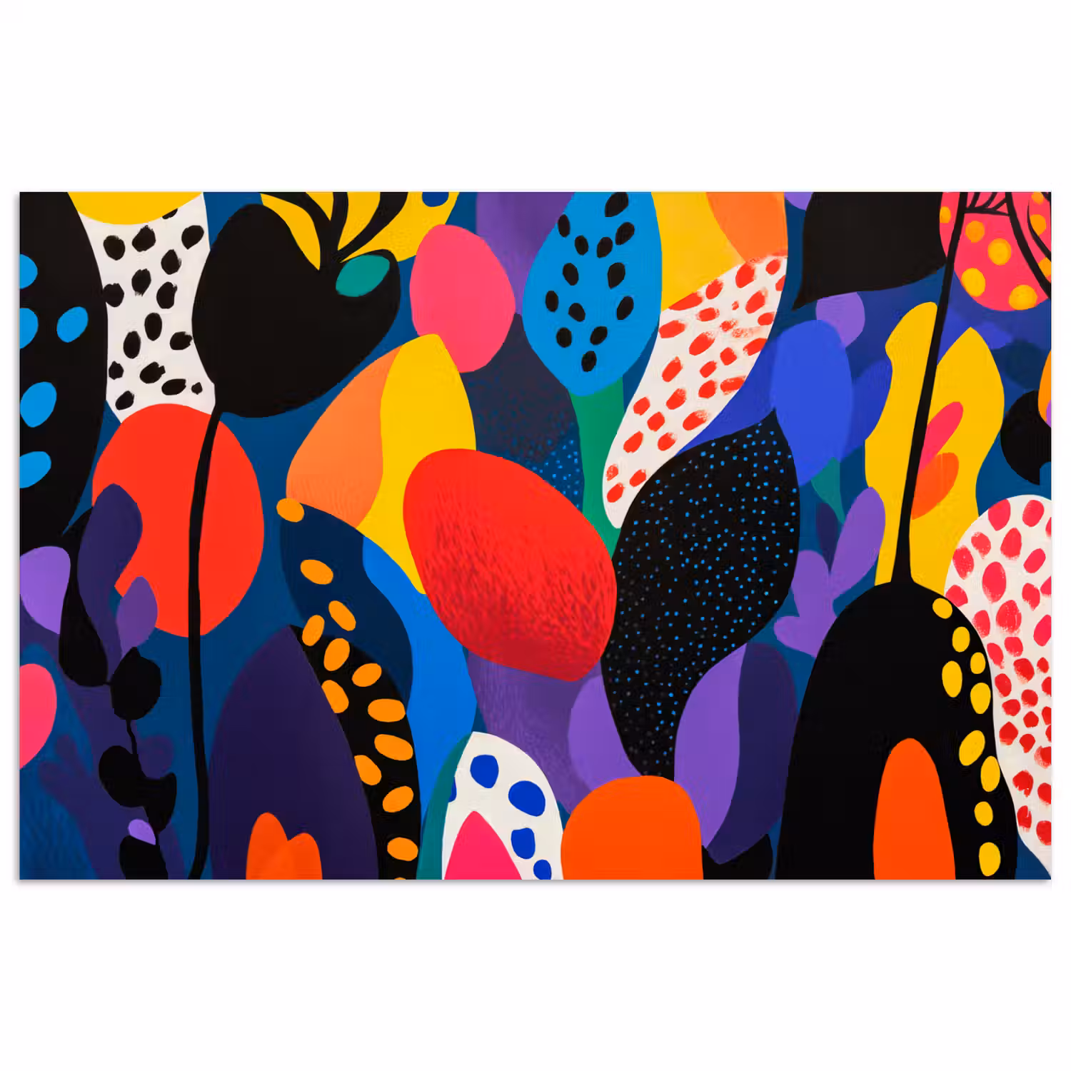 Bloemen - Bladeren - Abstract - Rood poster papier klein -3d