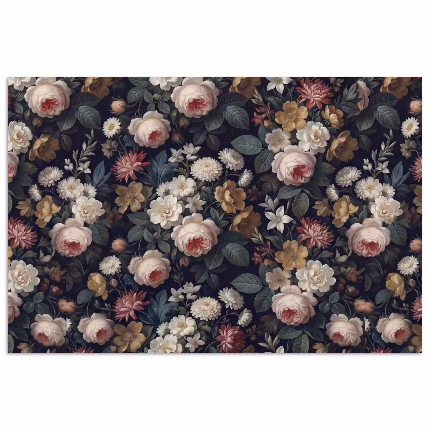 Bloemen - Boeket - Botanisch - Vintage - Donkere achtergrond poster papier klein -3d
