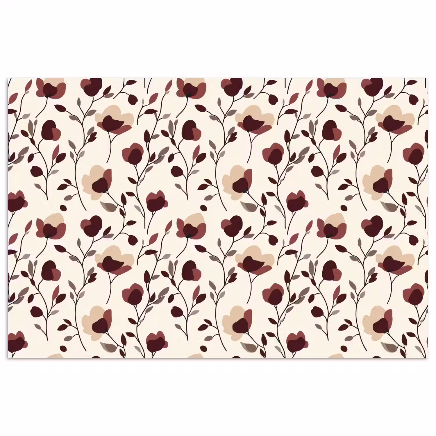 Bloemen - Botanisch - Bordeaux poster papier klein 62 -3d