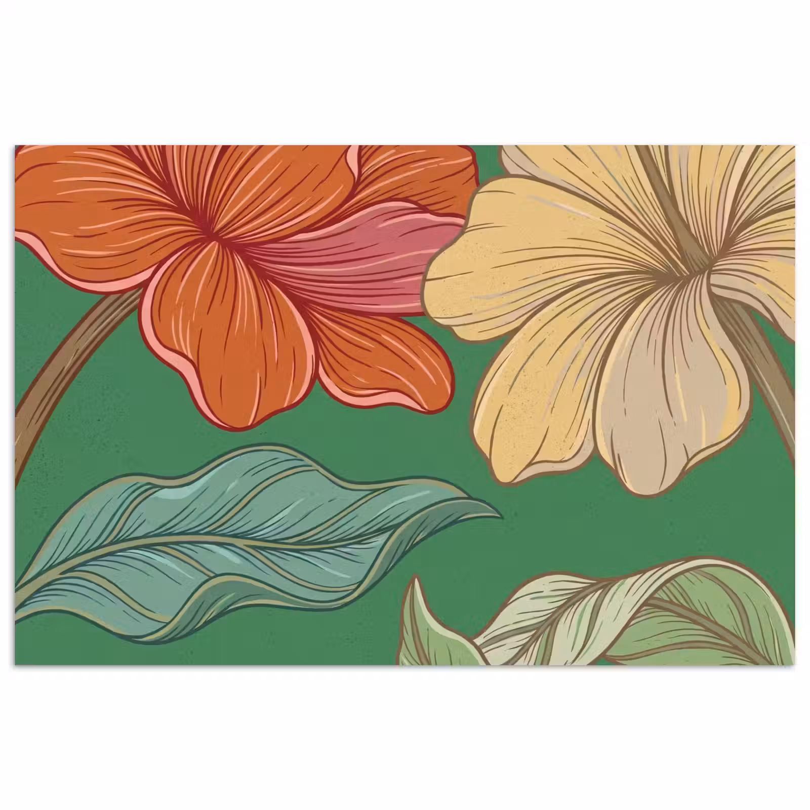 Poster - Bloemen - Groen - Illustratie - Bloemen - Groen - Illustratie poster papier klein