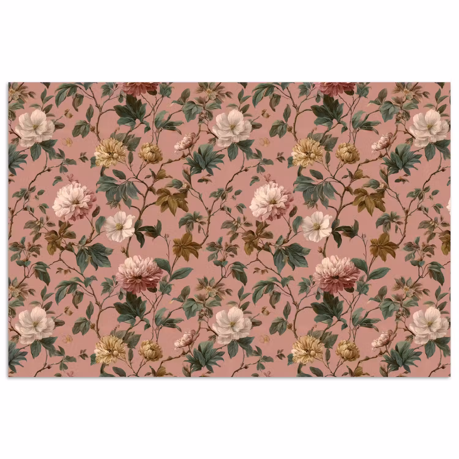 Bloemen - Klassiek - Roze poster papier klein 62 -3d