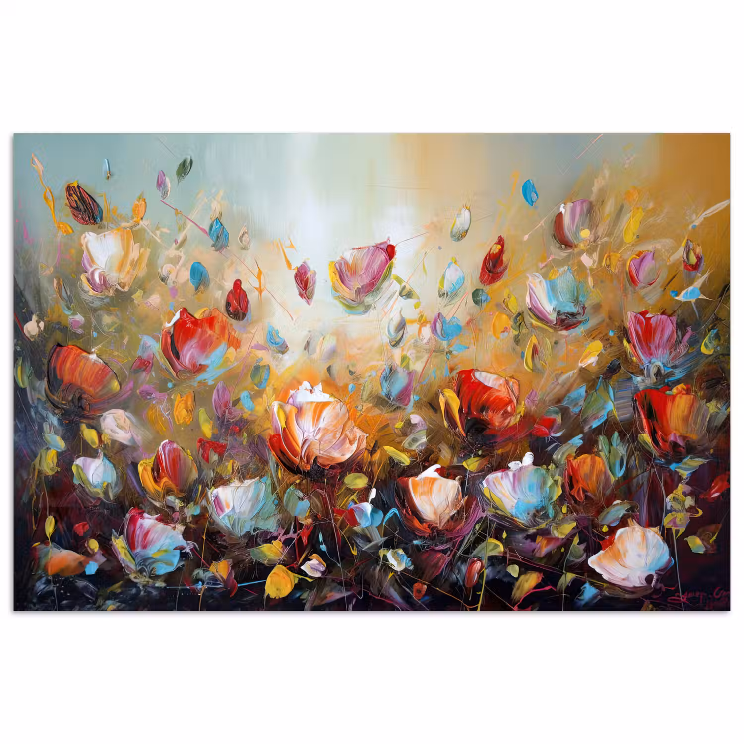Bloemen - Kunst - Natuur - Olieverf poster papier klein -3d