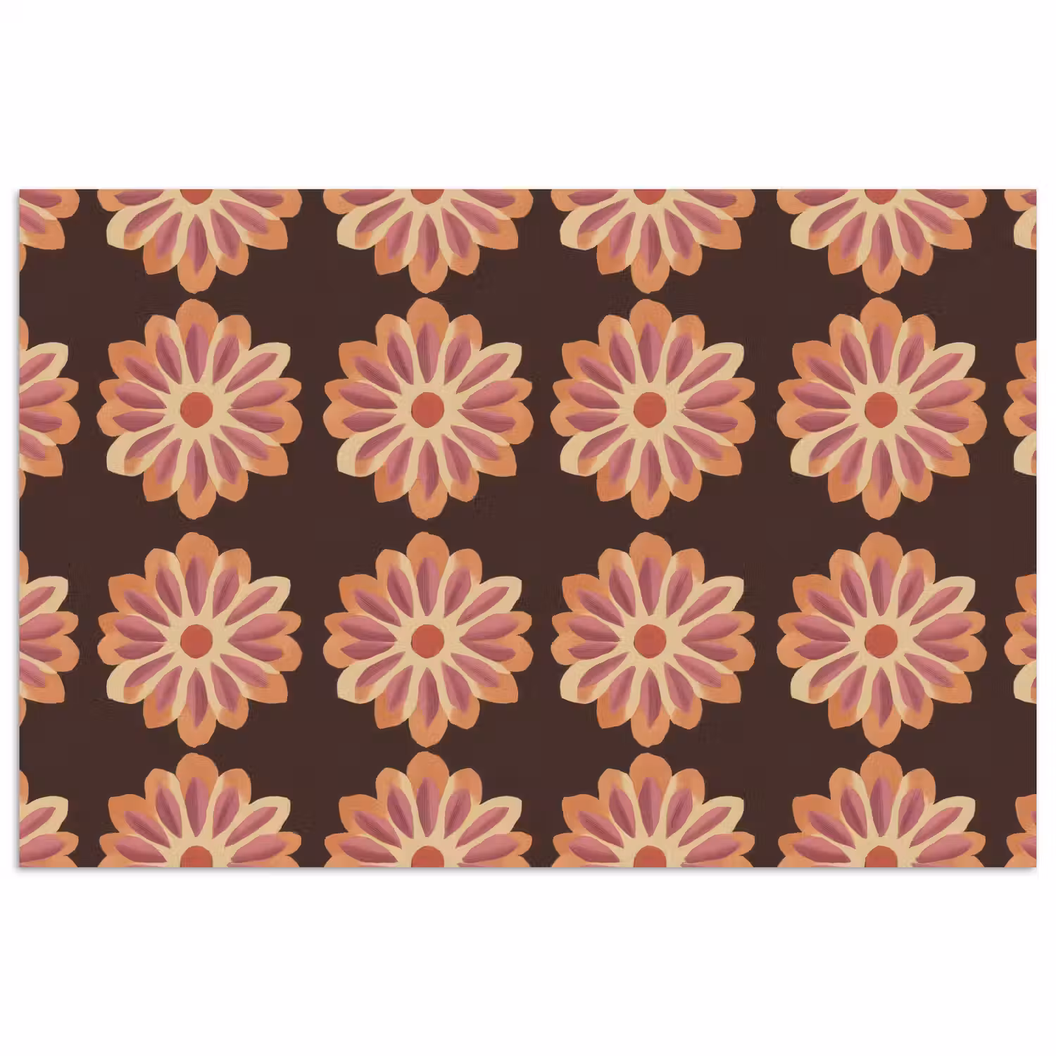 Bloemen - Patroon - Bruin poster papier klein 62 -3d