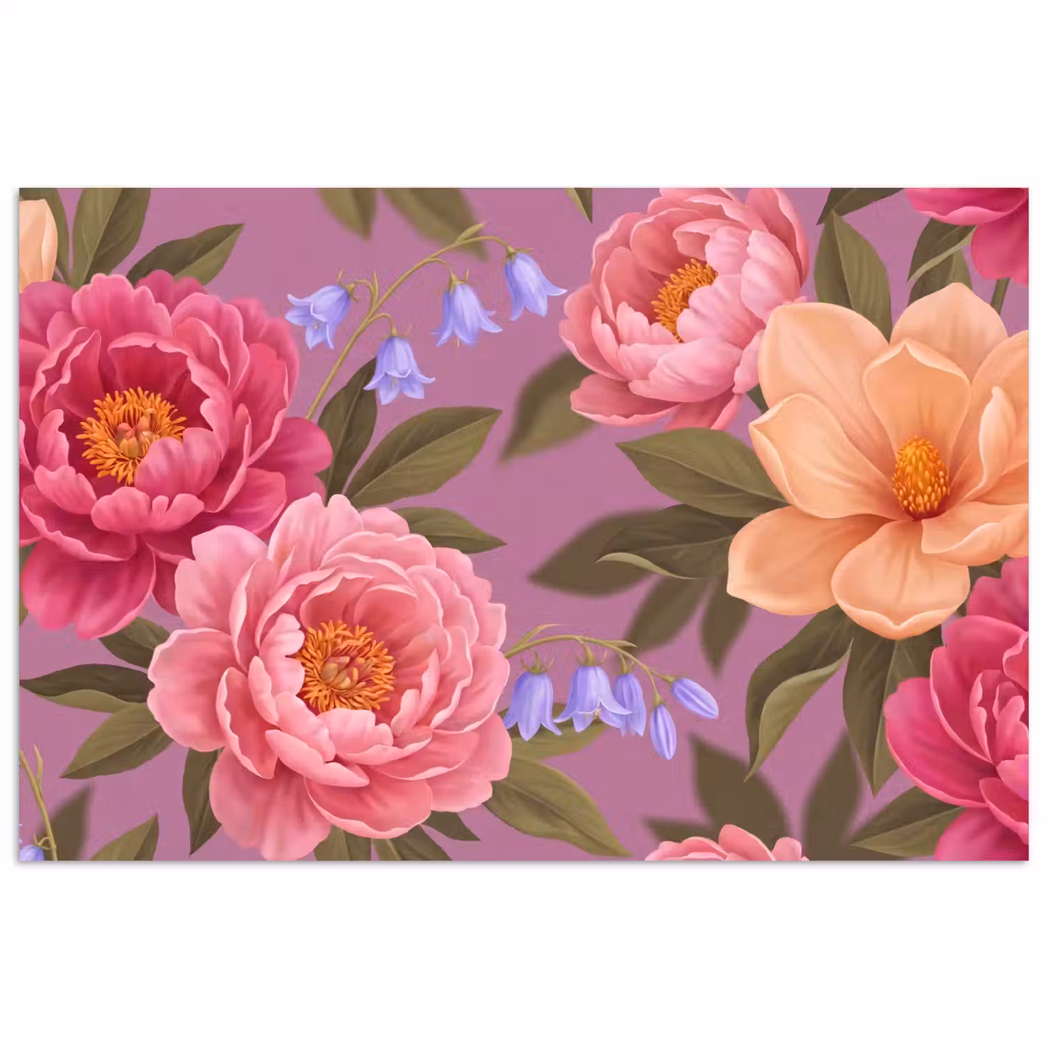 Bloemen - Patroon - Illustratie - Roze poster papier klein -3d