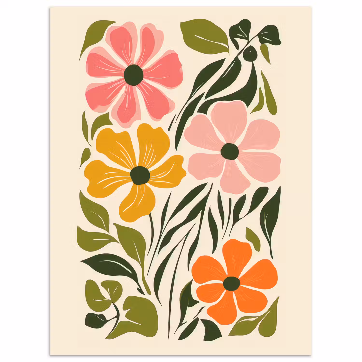 Bloemen - Speels - Kleurrijk poster papier klein -3d